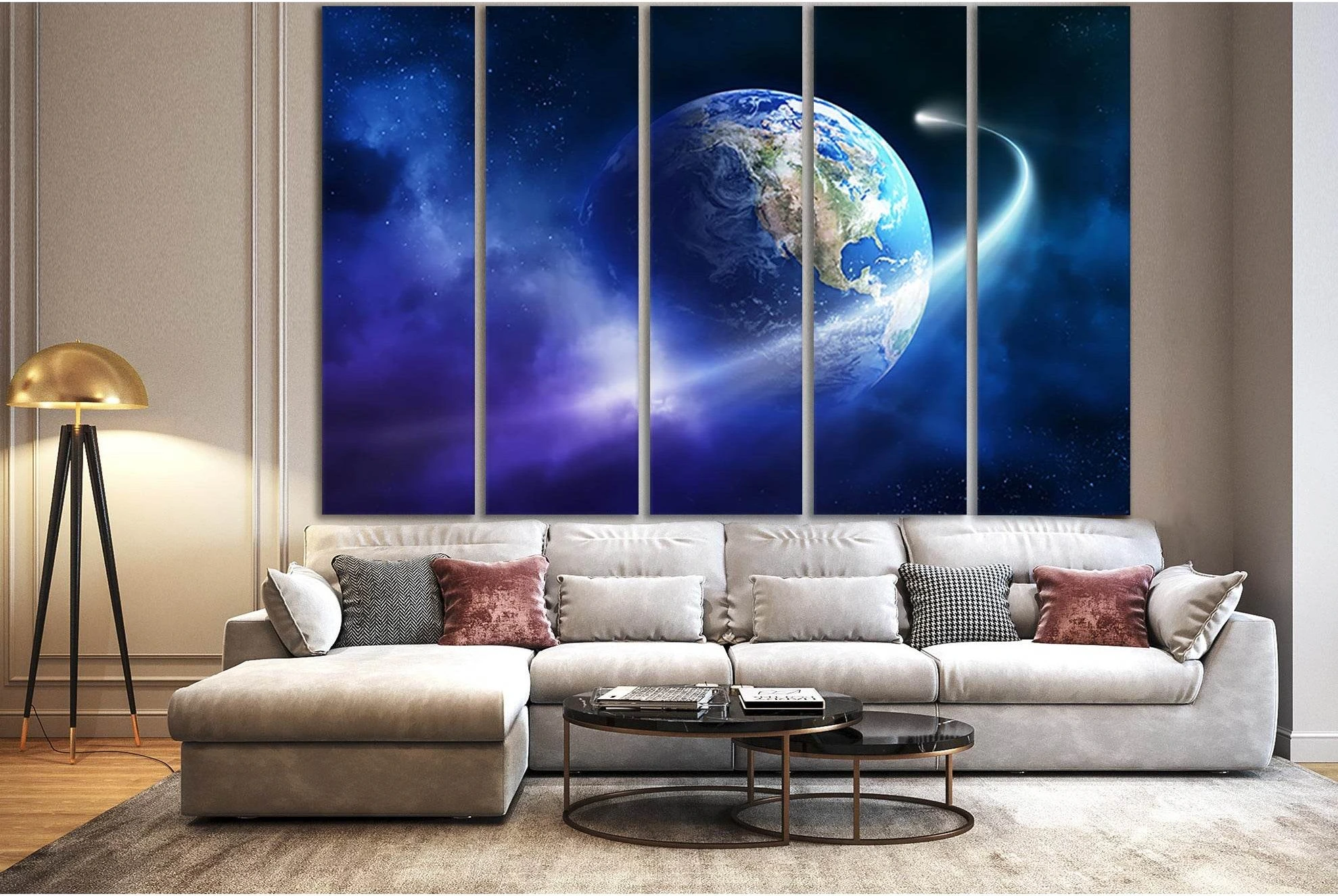 Comet Orbiting Planet Earth №SL432 Ready to Hang Canvas Print - Zellart Canvas Prints 0new, ALL_Products, Astronomy & Space Canvas Wall Art