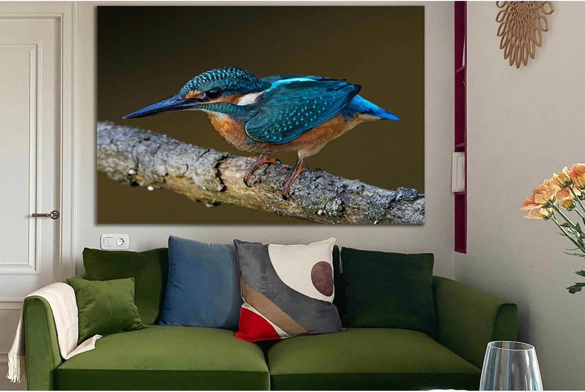 Common Kingfisher Bird Close Up №SL1022 Ready to Hang Canvas Print - Zellart Canvas Prints 0new, ALL_Products, Animals & Wildlife