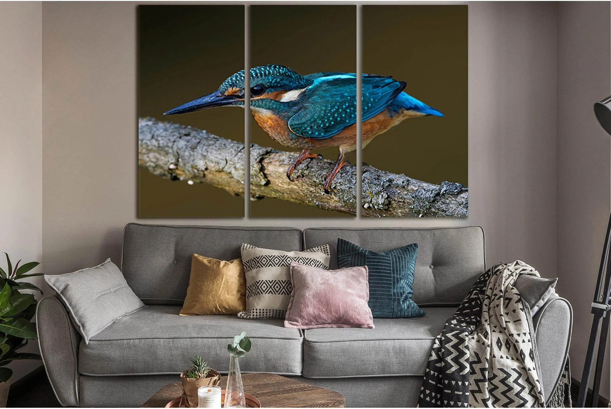 Common Kingfisher Bird Close Up №SL1022 Ready to Hang Canvas Print - Zellart Canvas Prints 0new, ALL_Products, Animals & Wildlife