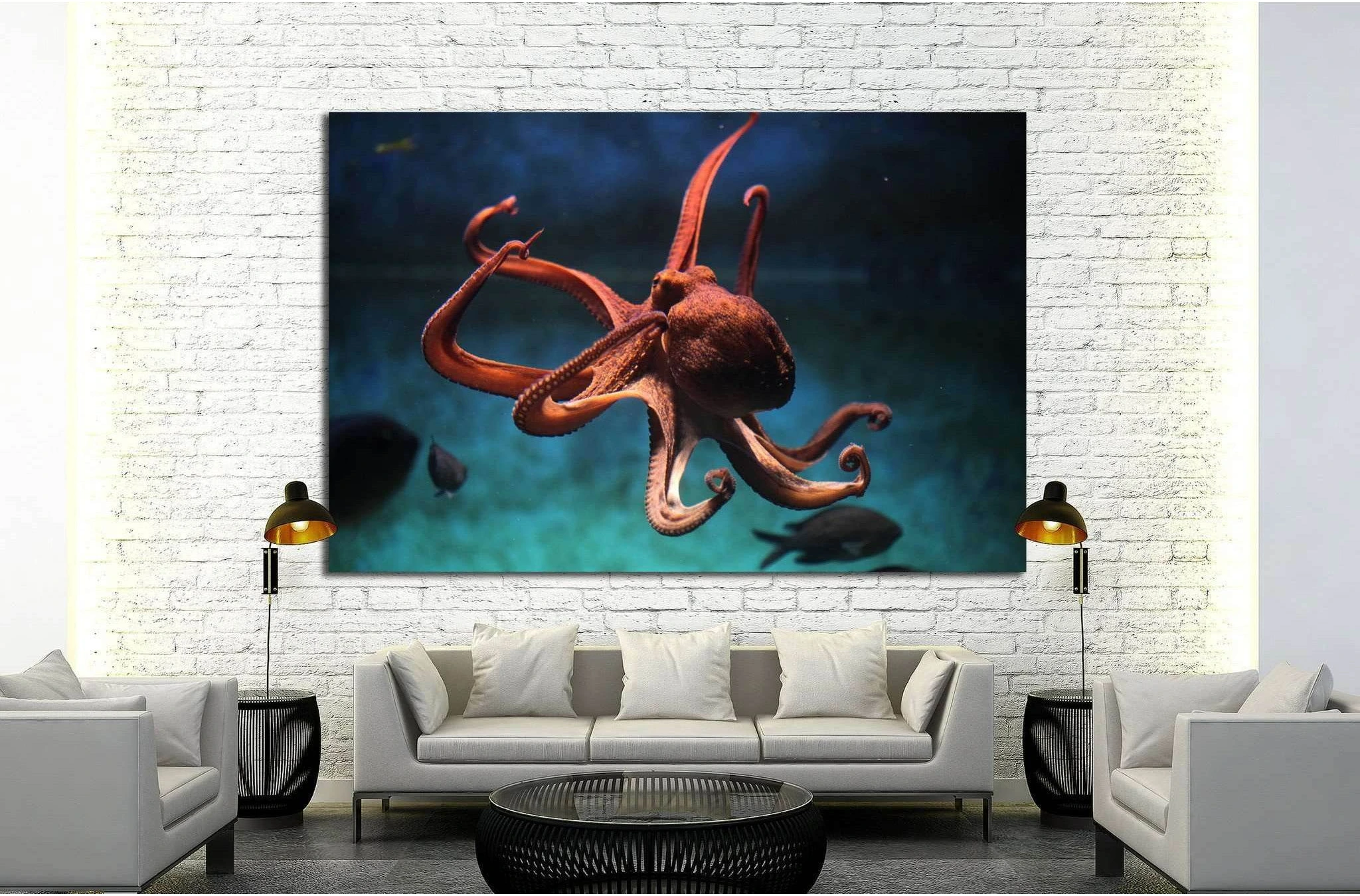 Common octopus (Octopus vulgaris). Wildlife animal №1856 Ready to Hang Canvas Print - Zellart Canvas Prints ALL_Products, s-1856