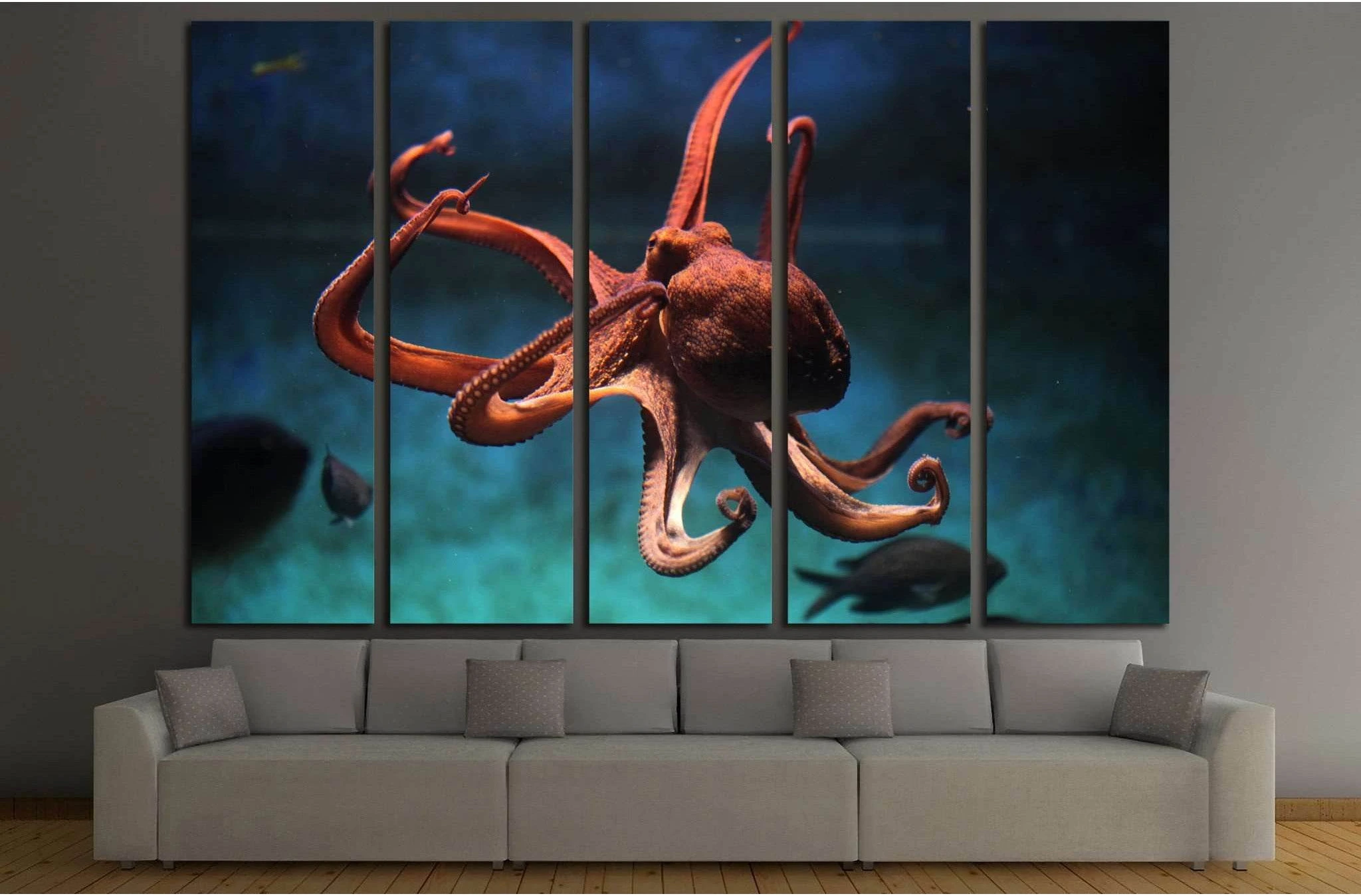 Common octopus (Octopus vulgaris). Wildlife animal №1856 Ready to Hang Canvas Print - Zellart Canvas Prints ALL_Products, s-1856