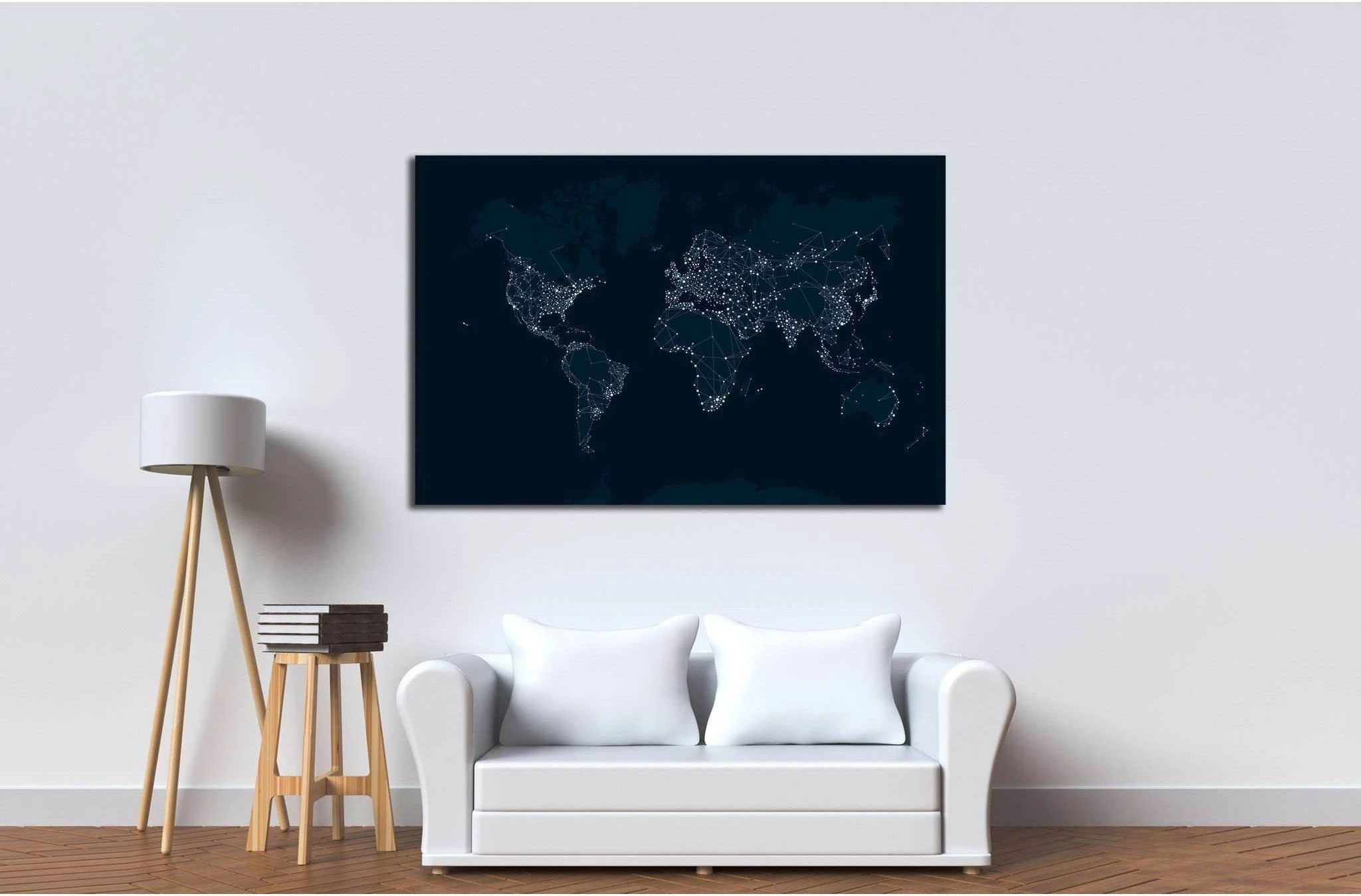 Communications network map of the world №1931 Ready to Hang Canvas Print - Zellart Canvas Prints ALL_Products, s-1931