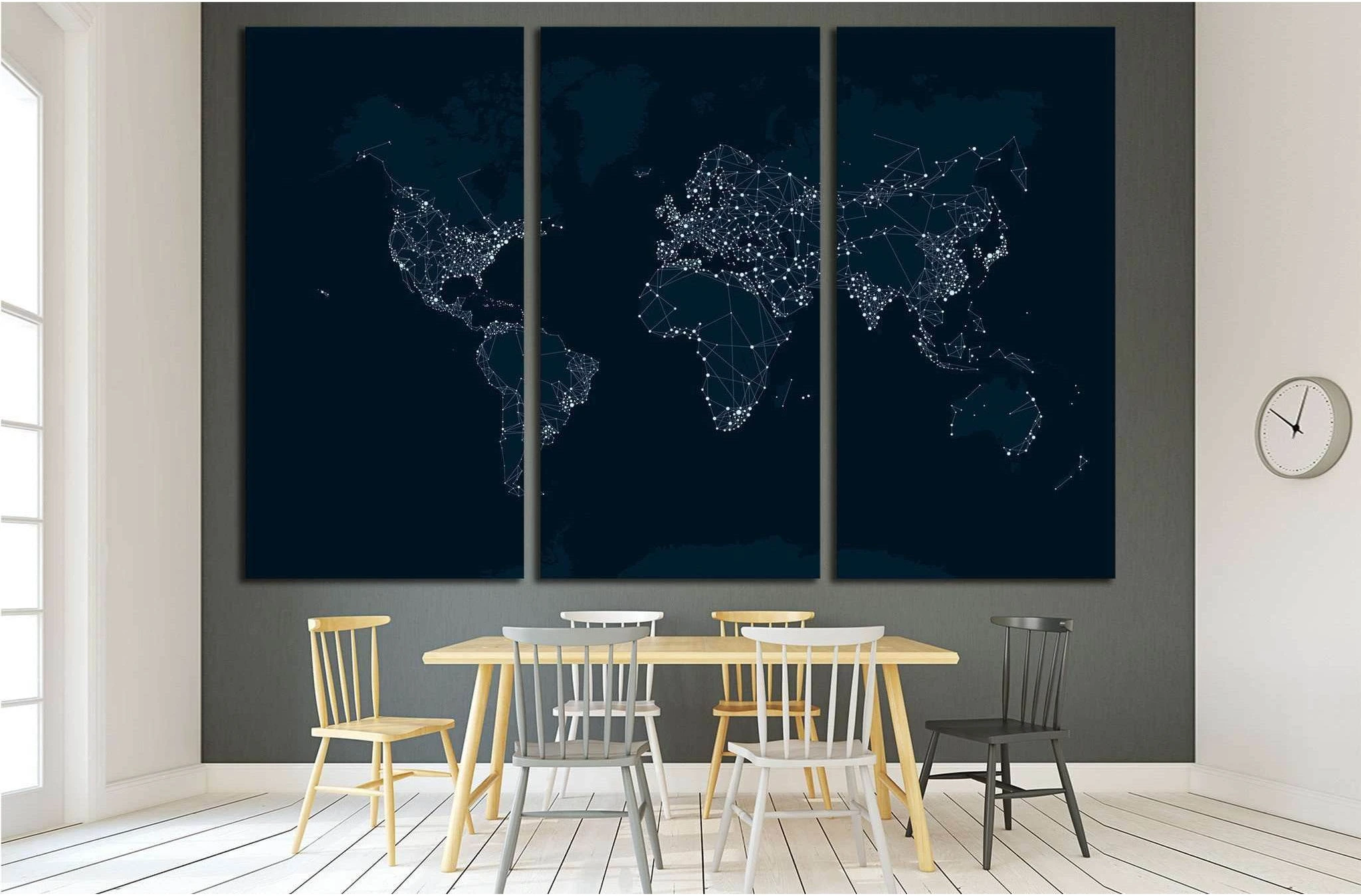 Communications network map of the world №1931 Ready to Hang Canvas Print - Zellart Canvas Prints ALL_Products, s-1931