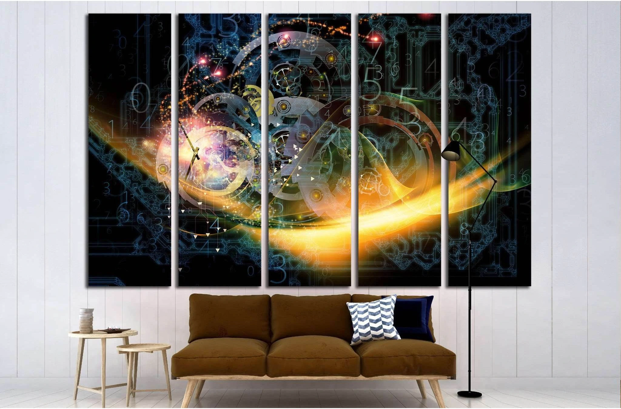 Composition of gears, fractal forms, lights and number №1593 Ready to Hang Canvas Print - Zellart Canvas Prints ALL_Products, s-1593