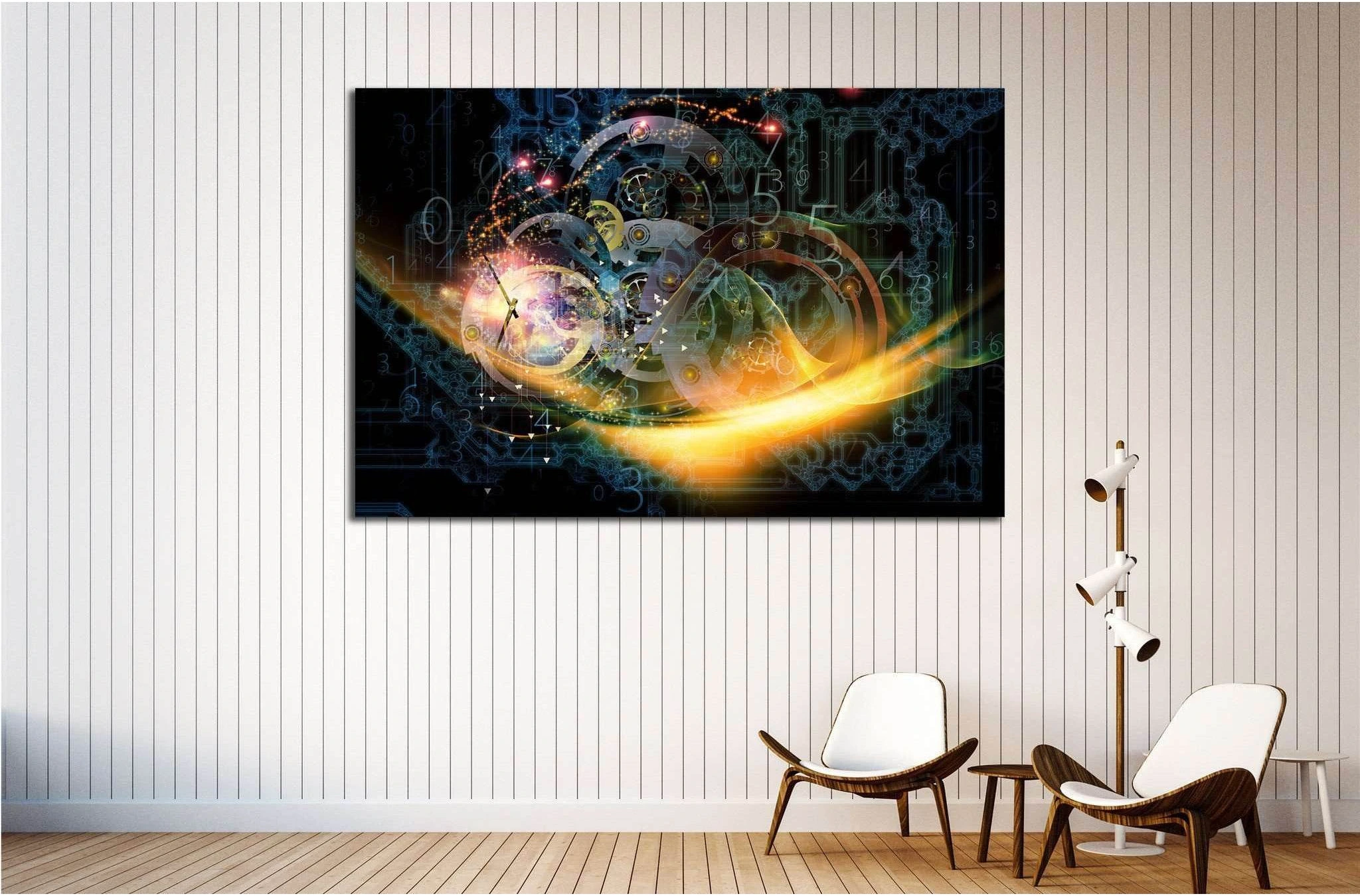 Composition of gears, fractal forms, lights and number №1593 Ready to Hang Canvas Print - Zellart Canvas Prints ALL_Products, s-1593