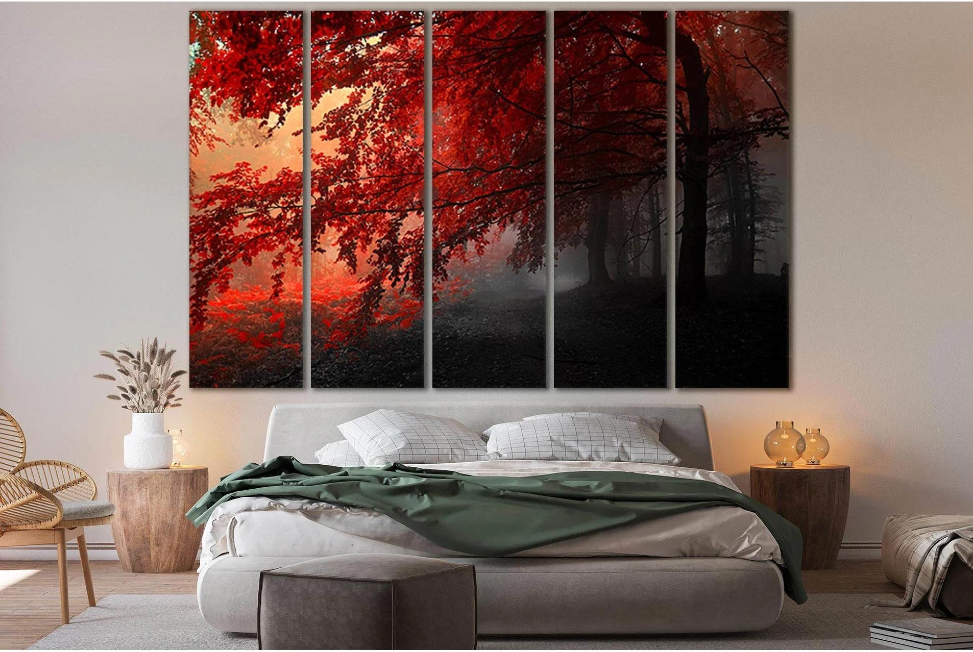 Contrast Of Autumn №SL806 Ready to Hang Canvas Print - Zellart Canvas Prints 0new, ALL_Products, Trees Wall Art