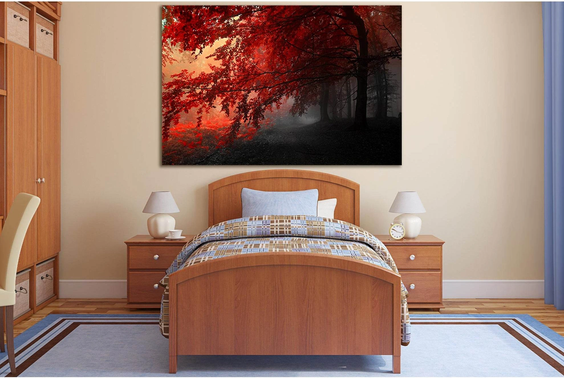Contrast Of Autumn №SL806 Ready to Hang Canvas Print - Zellart Canvas Prints 0new, ALL_Products, Trees Wall Art