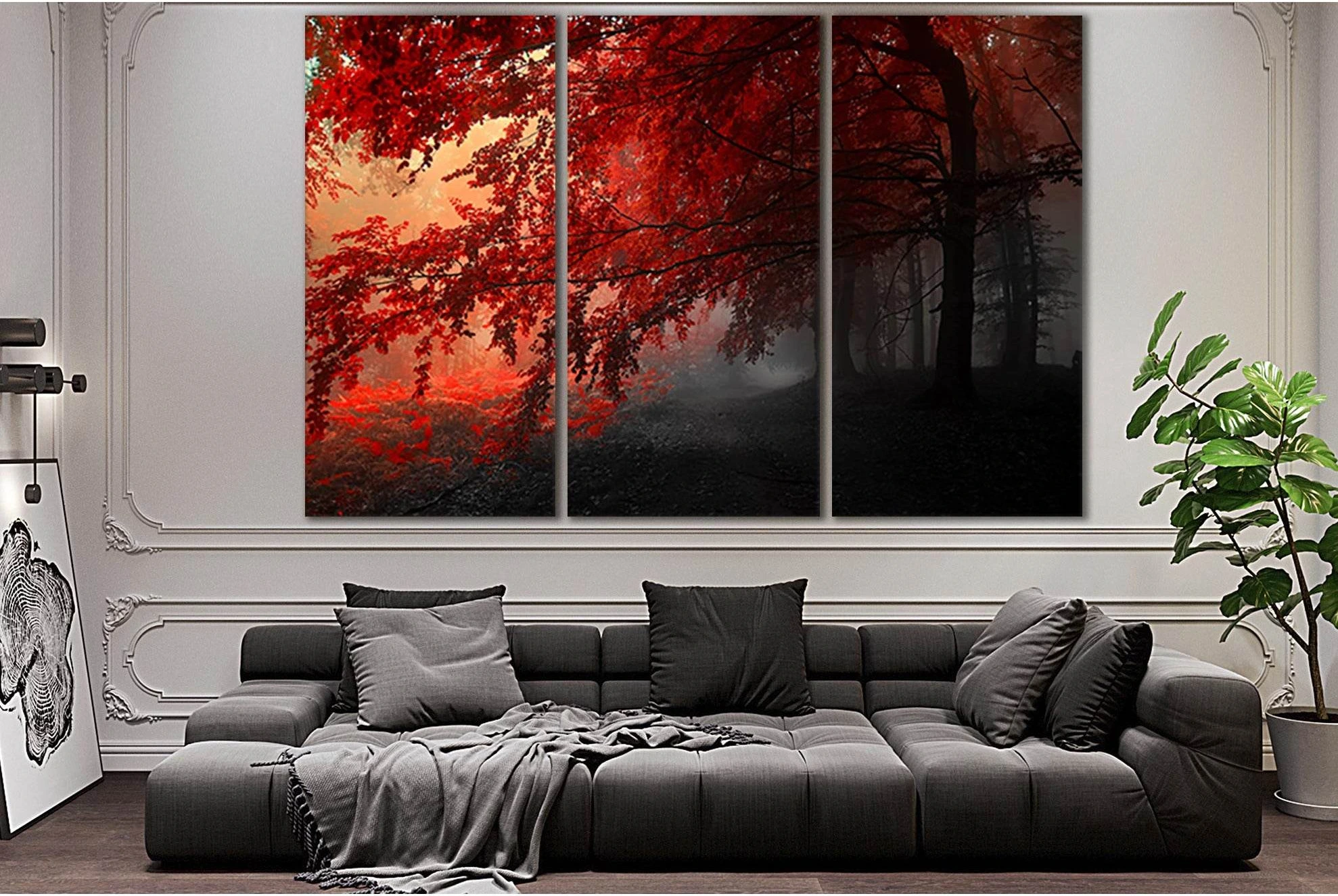Contrast Of Autumn №SL806 Ready to Hang Canvas Print - Zellart Canvas Prints 0new, ALL_Products, Trees Wall Art