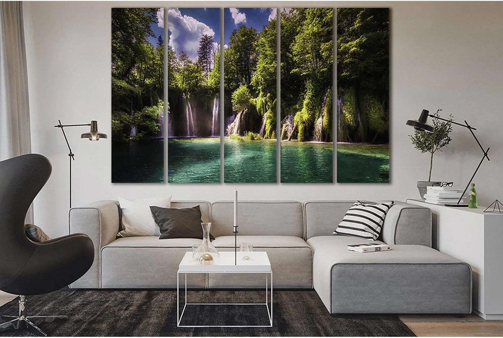 Copy of Lake Plitvice National Park №SL461 Ready to Hang Canvas Print - Zellart Canvas Prints 0new, ALL_Products, Waterfall, Waterfall Wall Art