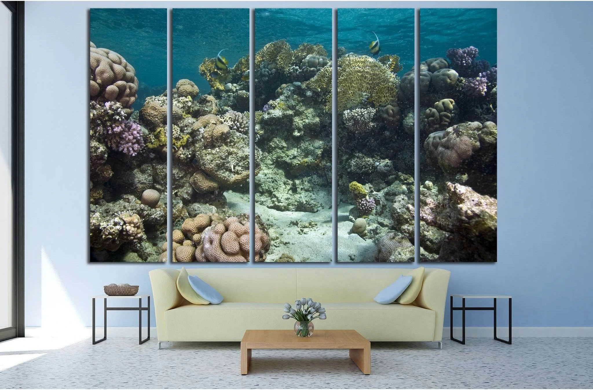coral and fish №836 Ready to Hang Canvas Print - Zellart Canvas Prints ALL_Products, s-836
