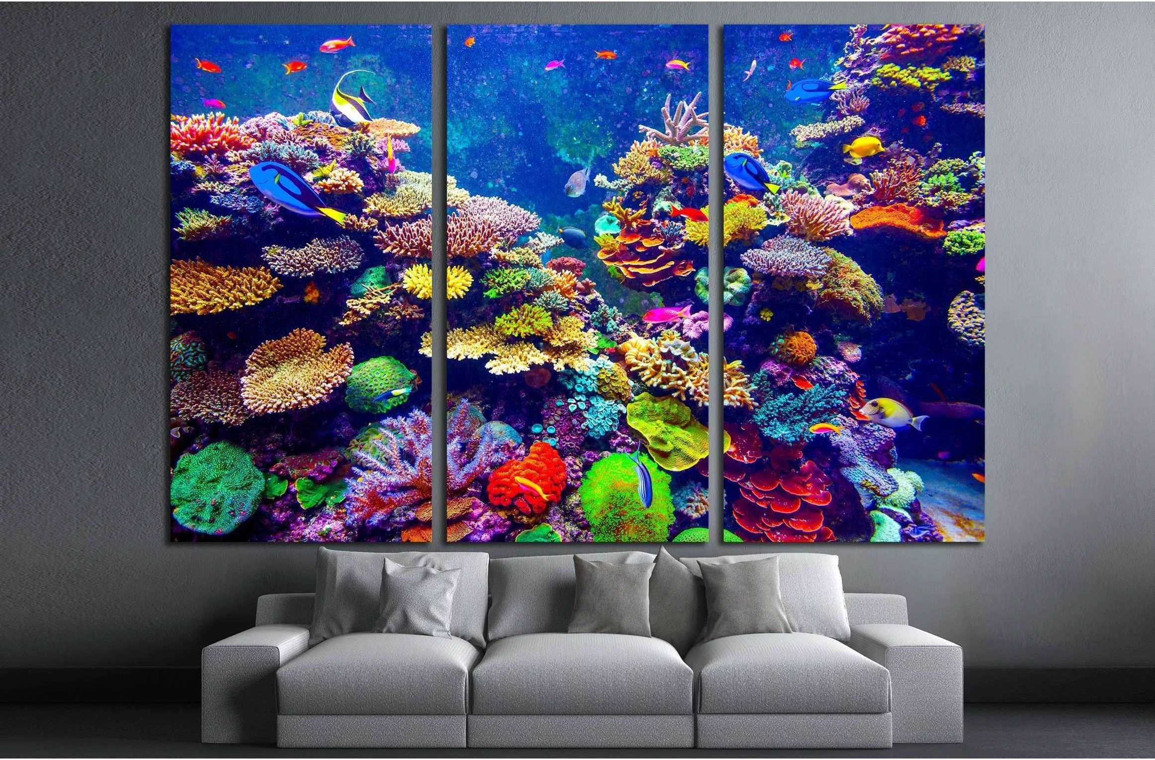 A vibrant and detailed image of a coral reef in sunlight, product view 2