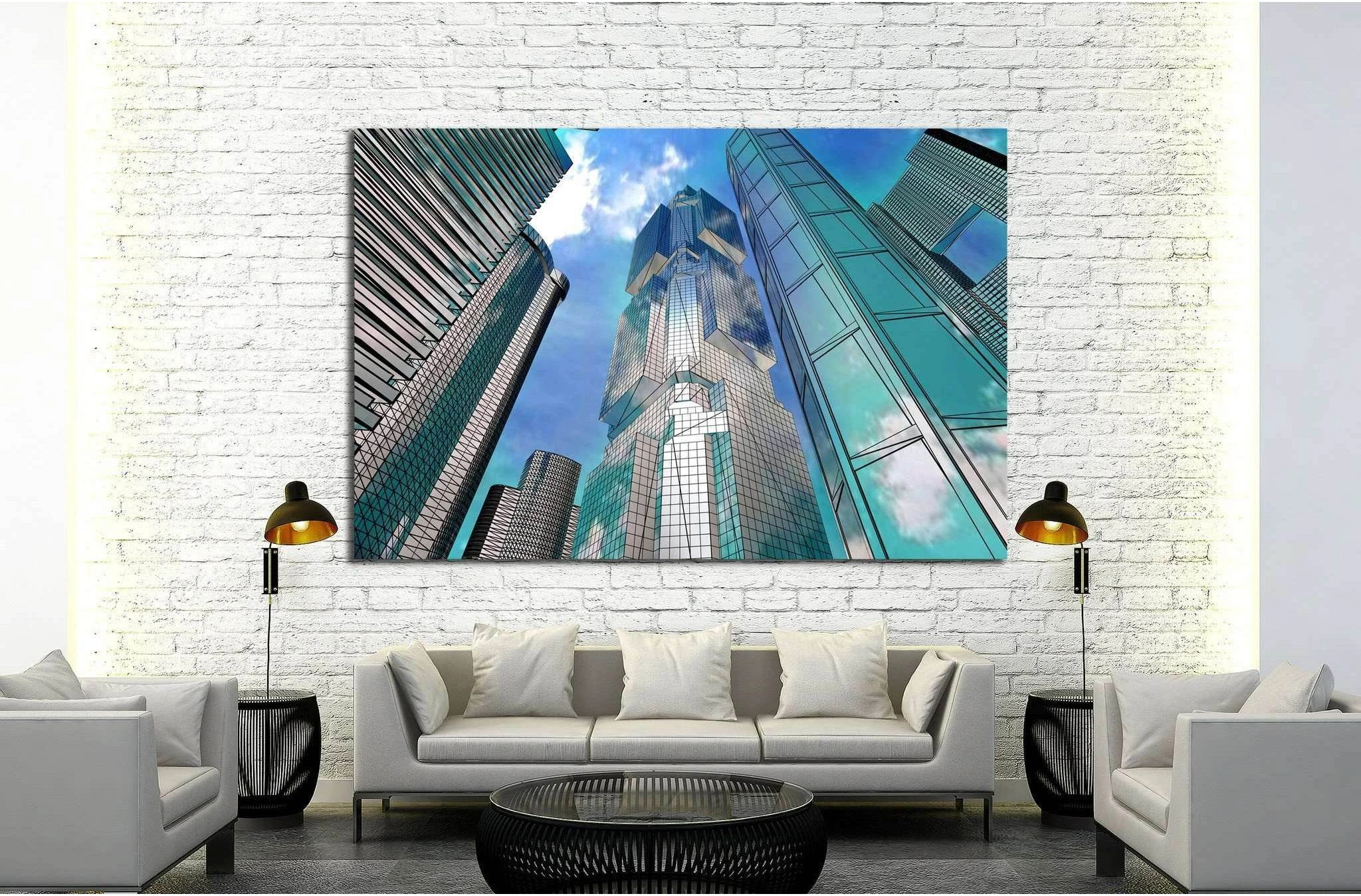 Corporate buildings in perspective №1785 Ready to Hang Canvas Print - Zellart Canvas Prints ALL_Products, s-1785