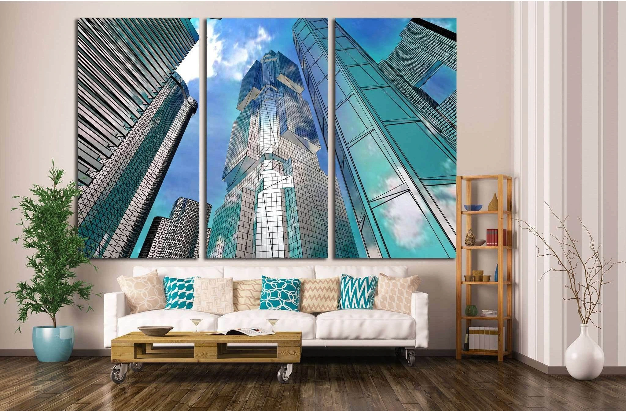 Corporate buildings in perspective №1785 Ready to Hang Canvas Print - Zellart Canvas Prints ALL_Products, s-1785
