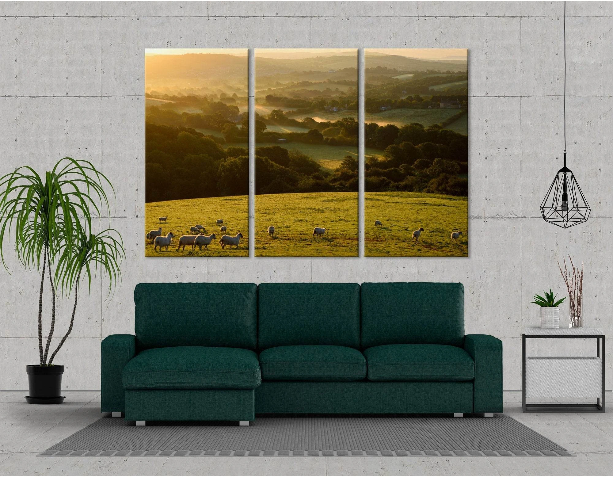 Countryside Landscape At Sunrise №04240 Ready to Hang Canvas Print - Zellart Canvas Prints ALL_Products