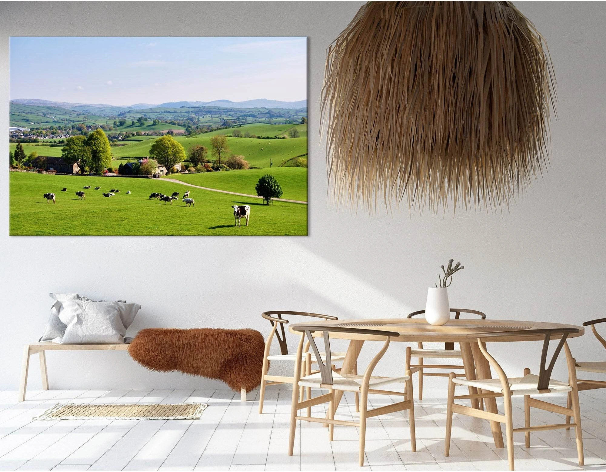 Cows On A Green Lawn In England №04220 Ready to Hang Canvas Print - Zellart Canvas Prints ALL_Products, Cow