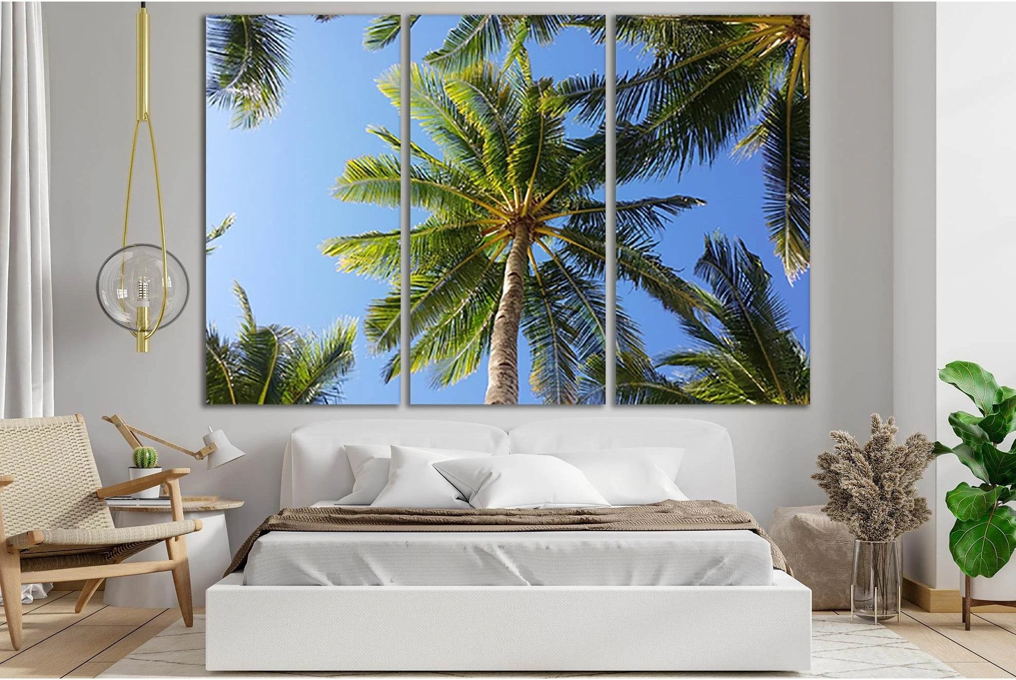 Crown Palm Under Blue Sky №SL513 Ready to Hang Canvas Print - Zellart Canvas Prints 0new, ALL_Products, Trees Wall Art