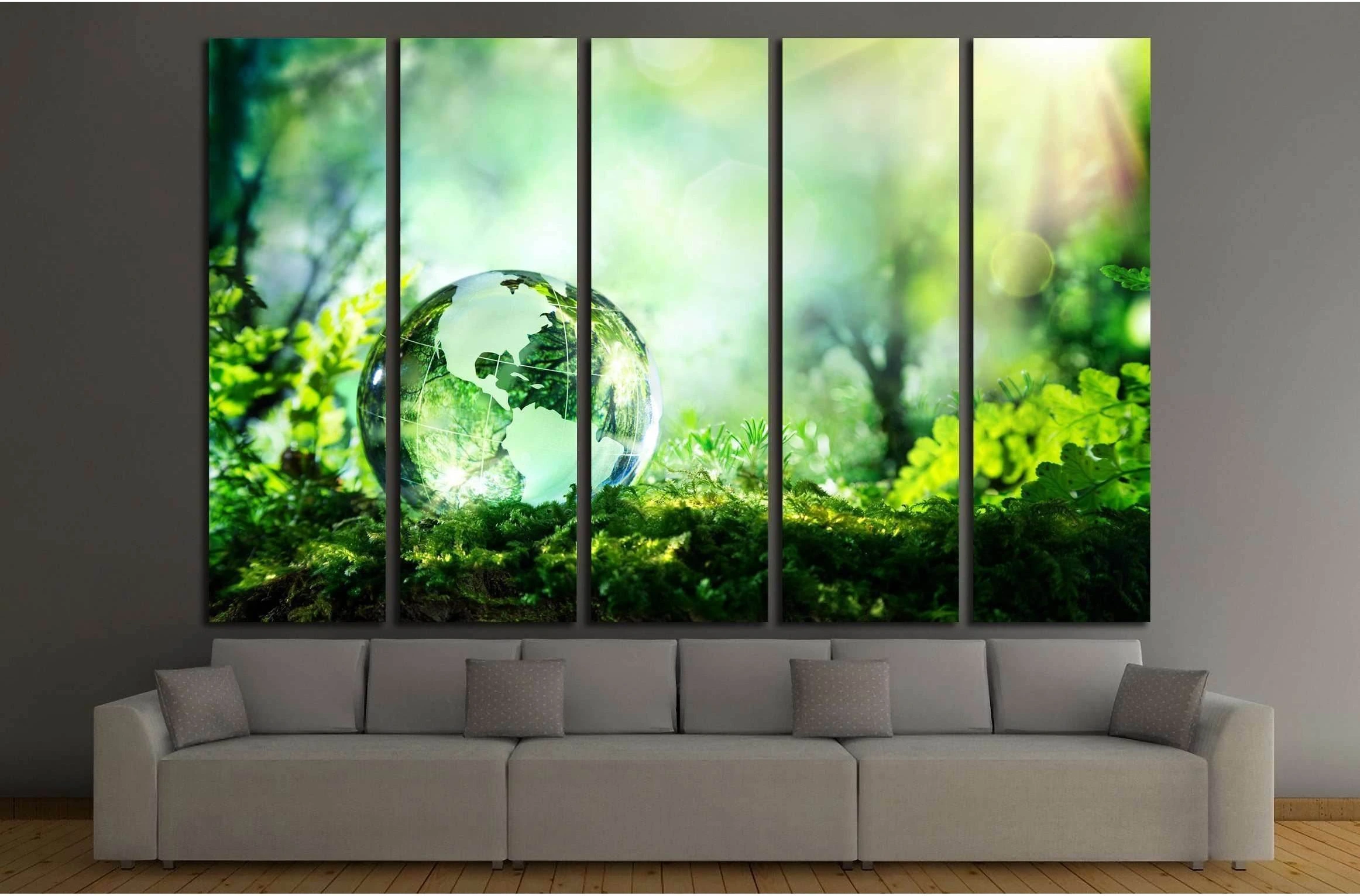 crystal globe resting on moss in a forest - environment concept №2546 Ready to Hang Canvas Print - Zellart Canvas Prints ALL_Products, s-2546