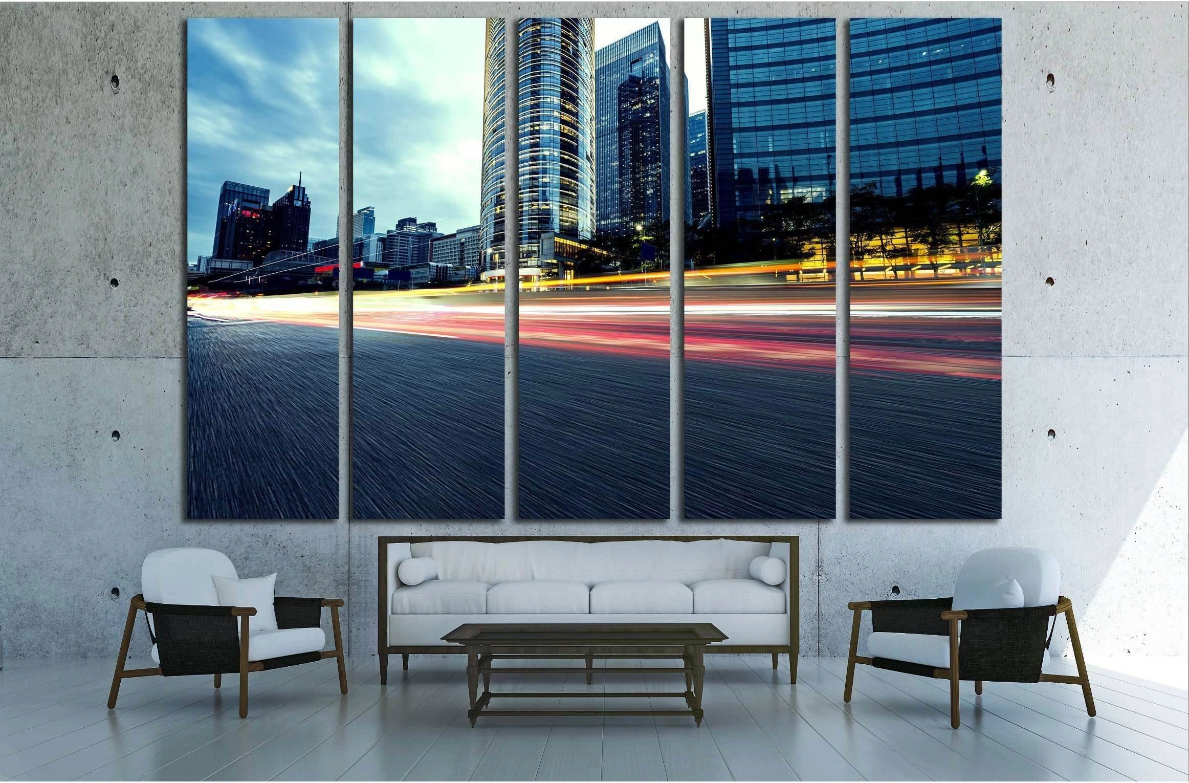 curved light trails on the city road in guangzhou №2943 Ready to Hang Canvas Print - Zellart Canvas Prints ALL_Products, s-2943