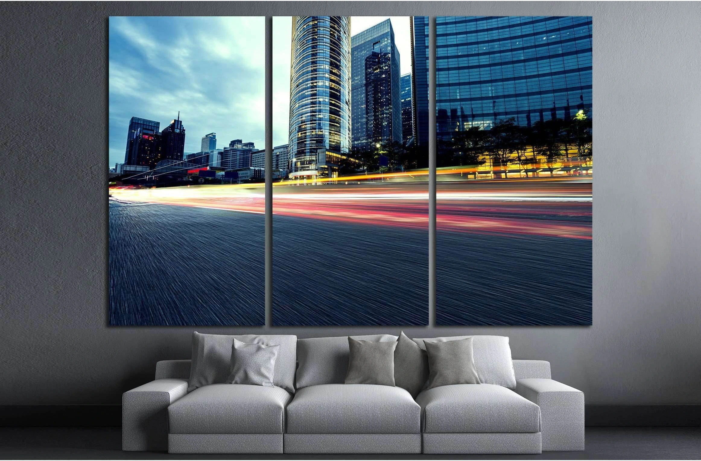 curved light trails on the city road in guangzhou №2943 Ready to Hang Canvas Print - Zellart Canvas Prints ALL_Products, s-2943