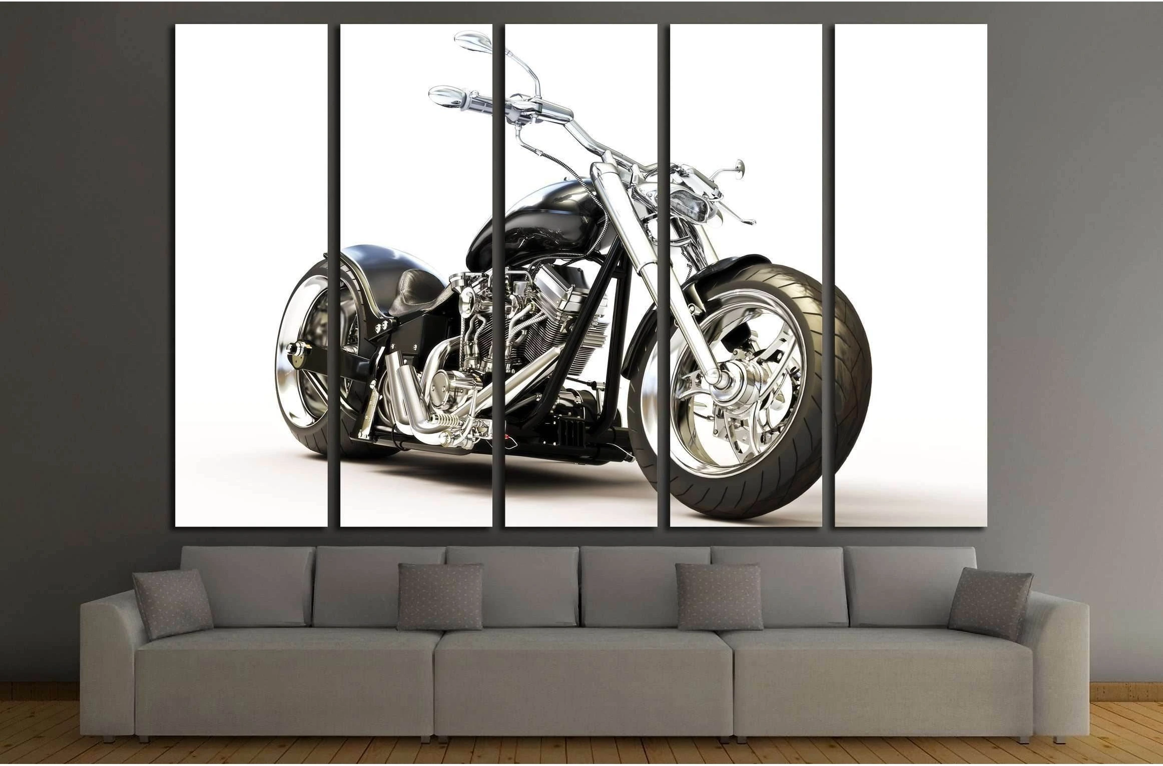 Custom black motorcycle on a white background. №2476 Ready to Hang Canvas Print - Zellart Canvas Prints ALL_Products, s-2476