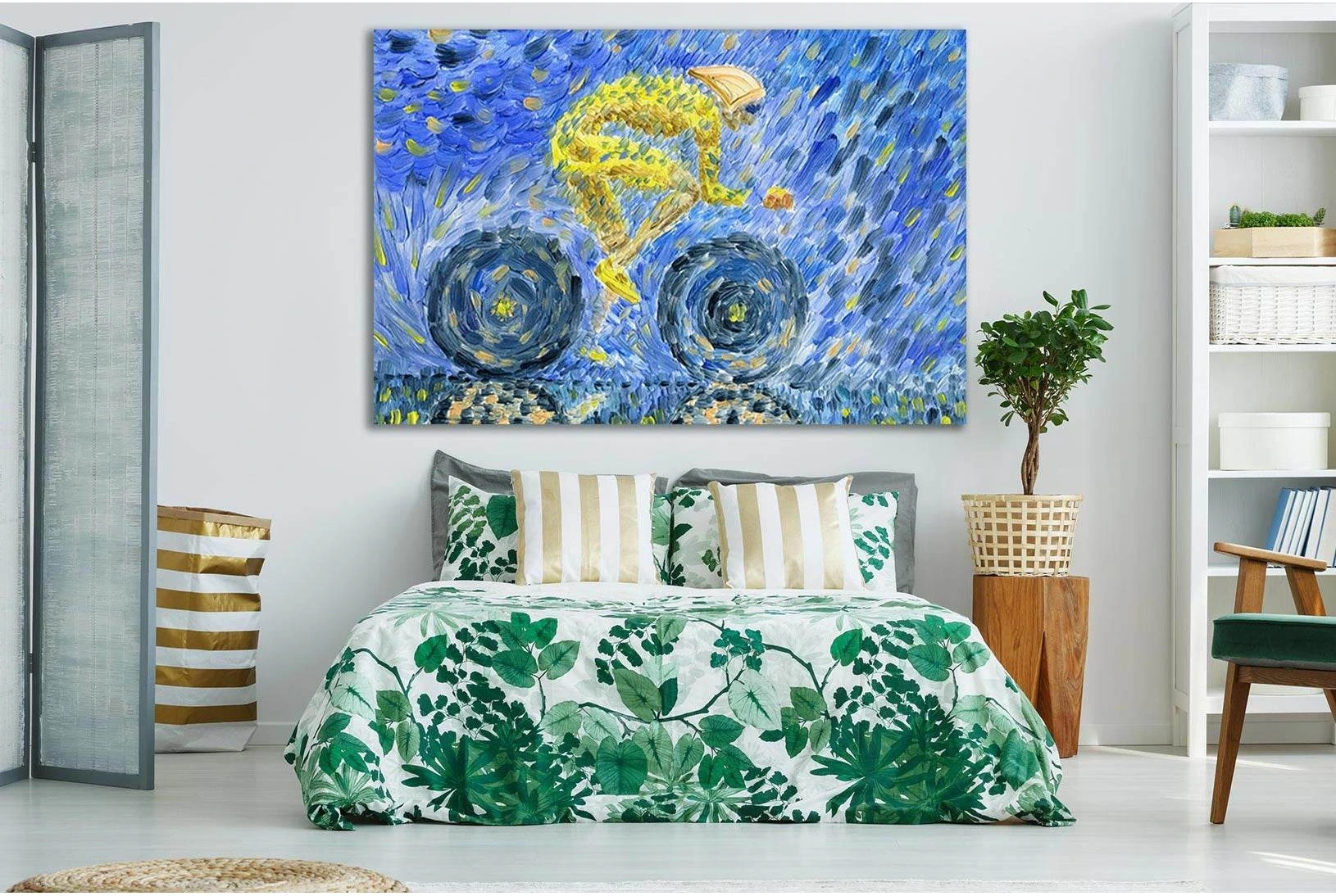 Cyclist Is Driving At High Speed №SL609 Ready to Hang Canvas Print - Zellart Canvas Prints 0new, ALL_Products, Oil Painting Wall Art