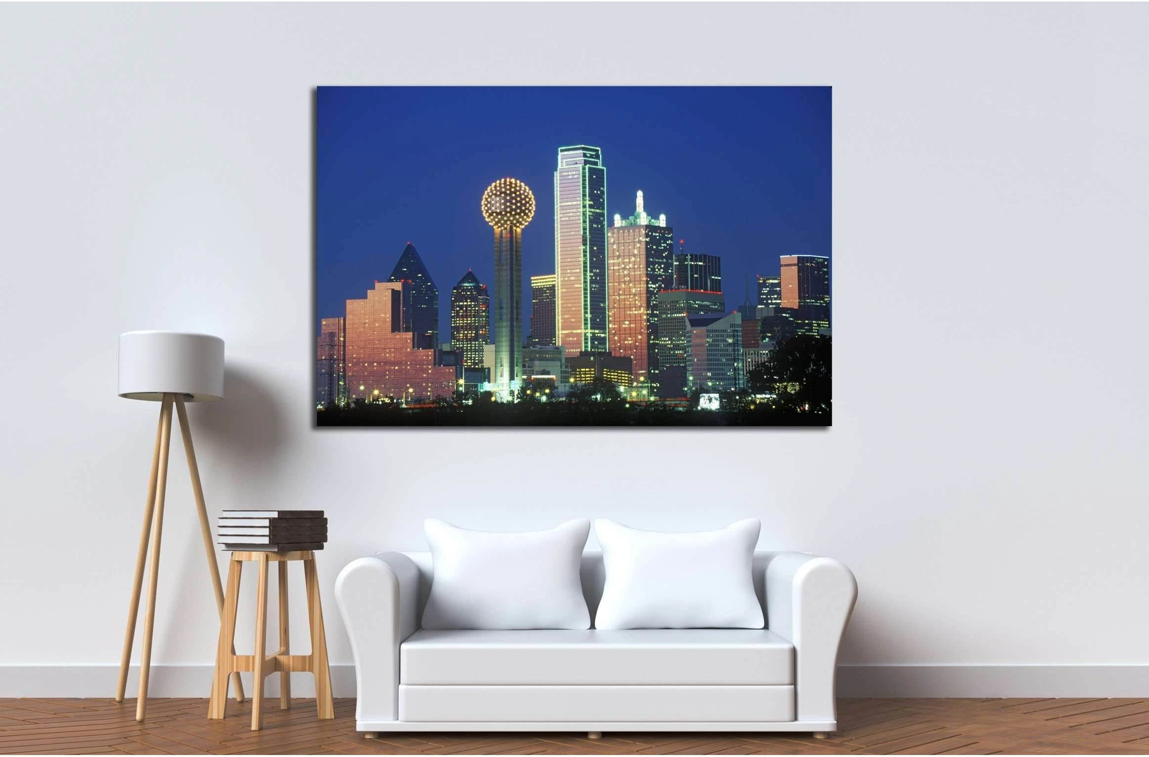 Dallas, TX skyline at night №2153 Ready to Hang Canvas Print - Zellart Canvas Prints ALL_Products, s-2153