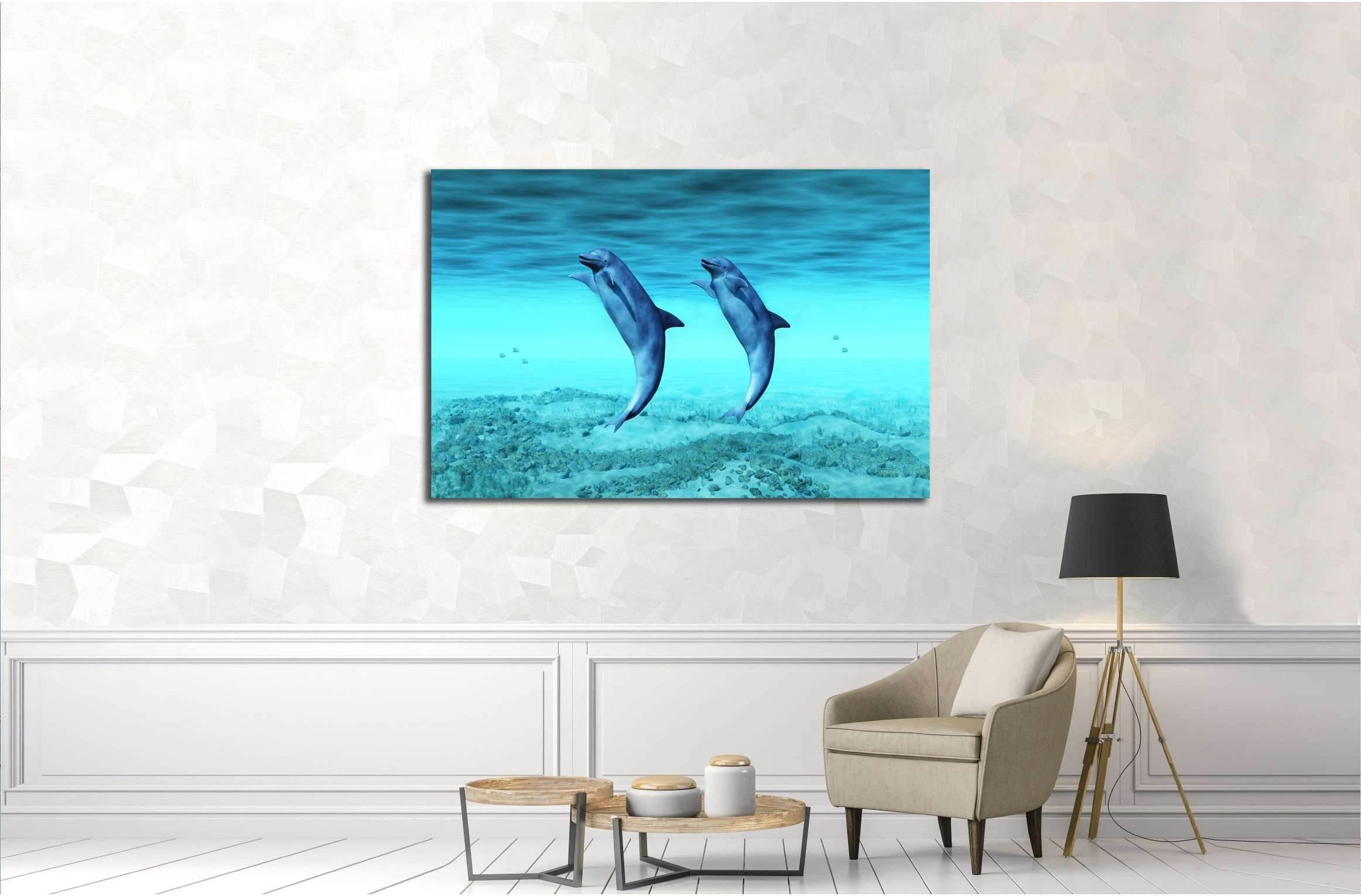 dancing dolphins №2335 Ready to Hang Canvas Print - Zellart Canvas Prints ALL_Products, s-2335