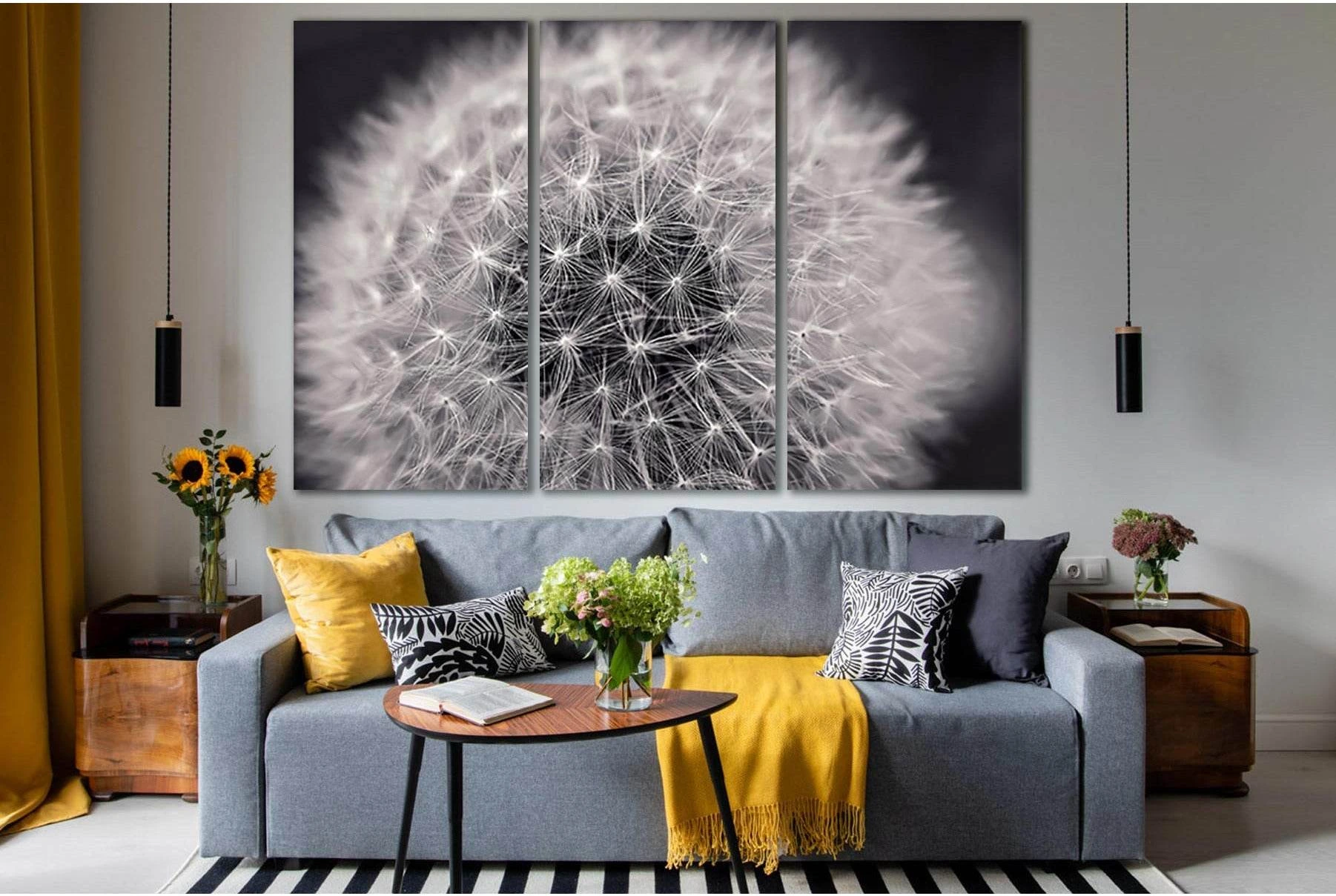 Dandelion Close Up №SL872 Ready to Hang Canvas Print - Zellart Canvas Prints 0new, ALL_Products, Black & White Wall Art
