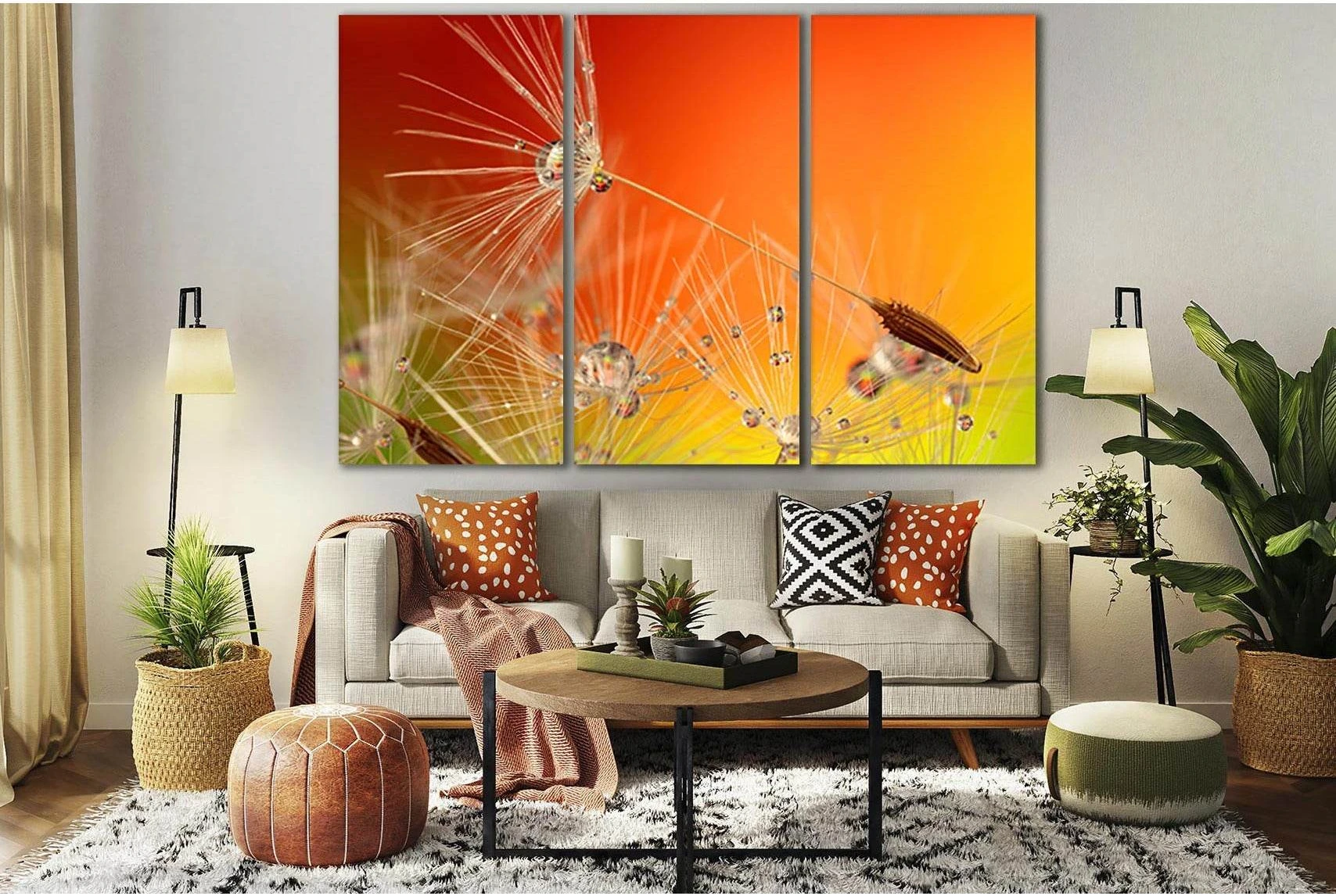 Dandelion Seeds In Dew №SL730 Ready to Hang Canvas Print - Zellart Canvas Prints 0new, ALL_Products, Floral & Botanical Wall Art