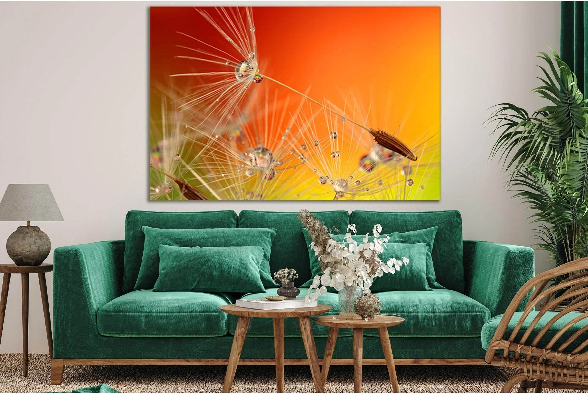 Dandelion Seeds In Dew №SL730 Ready to Hang Canvas Print - Zellart Canvas Prints 0new, ALL_Products, Floral & Botanical Wall Art