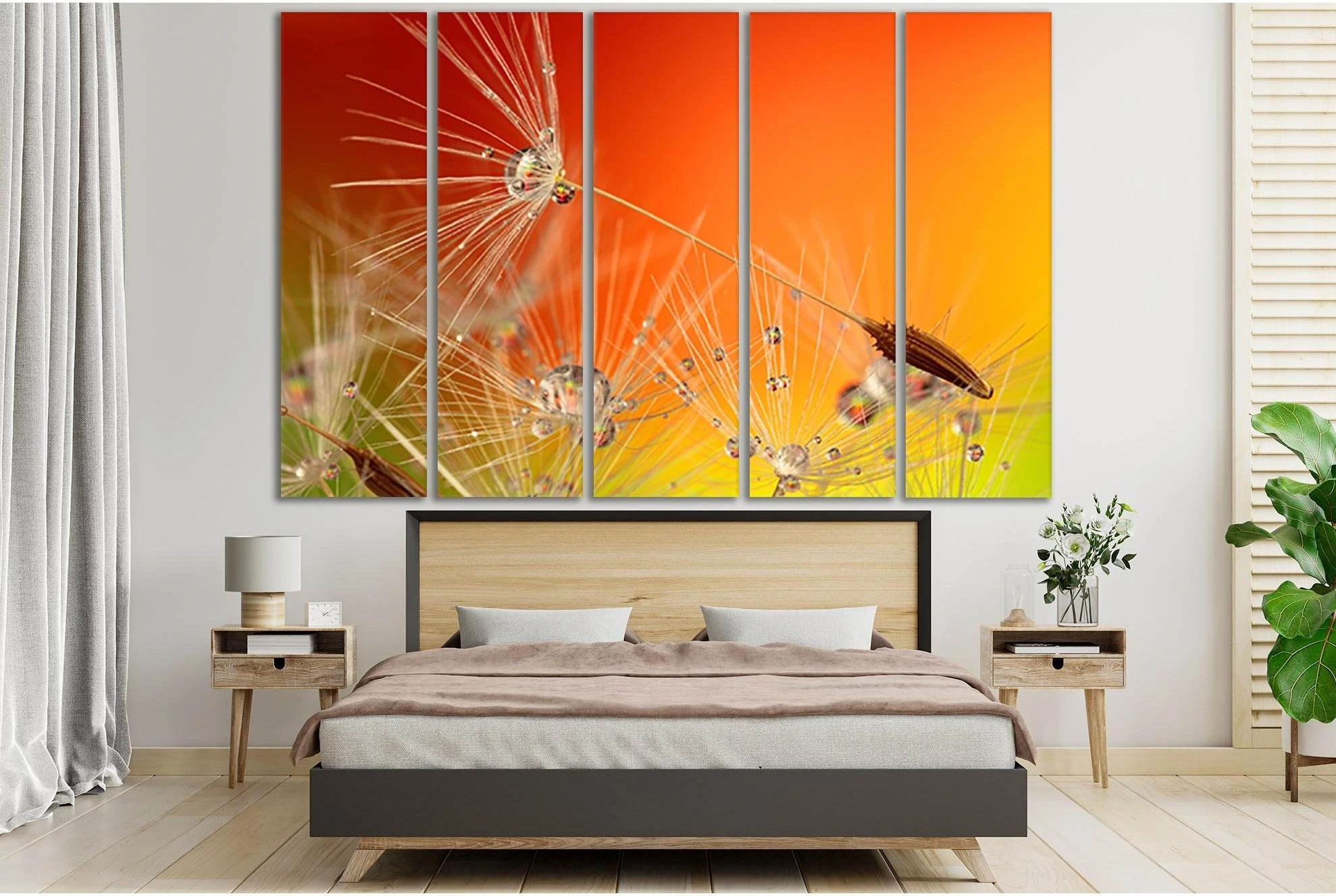 Dandelion Seeds In Dew №SL730 Ready to Hang Canvas Print - Zellart Canvas Prints 0new, ALL_Products, Floral & Botanical Wall Art