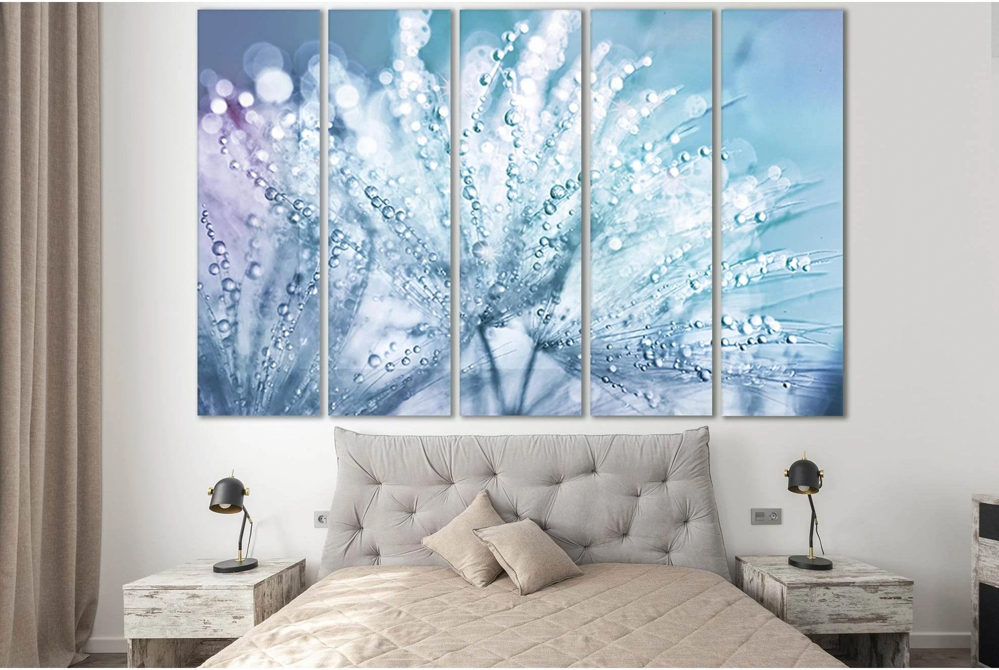 Dandelion Seeds In The Drops №SL701 Ready to Hang Canvas Print - Zellart Canvas Prints 0new, ALL_Products, Floral & Botanical Wall Art