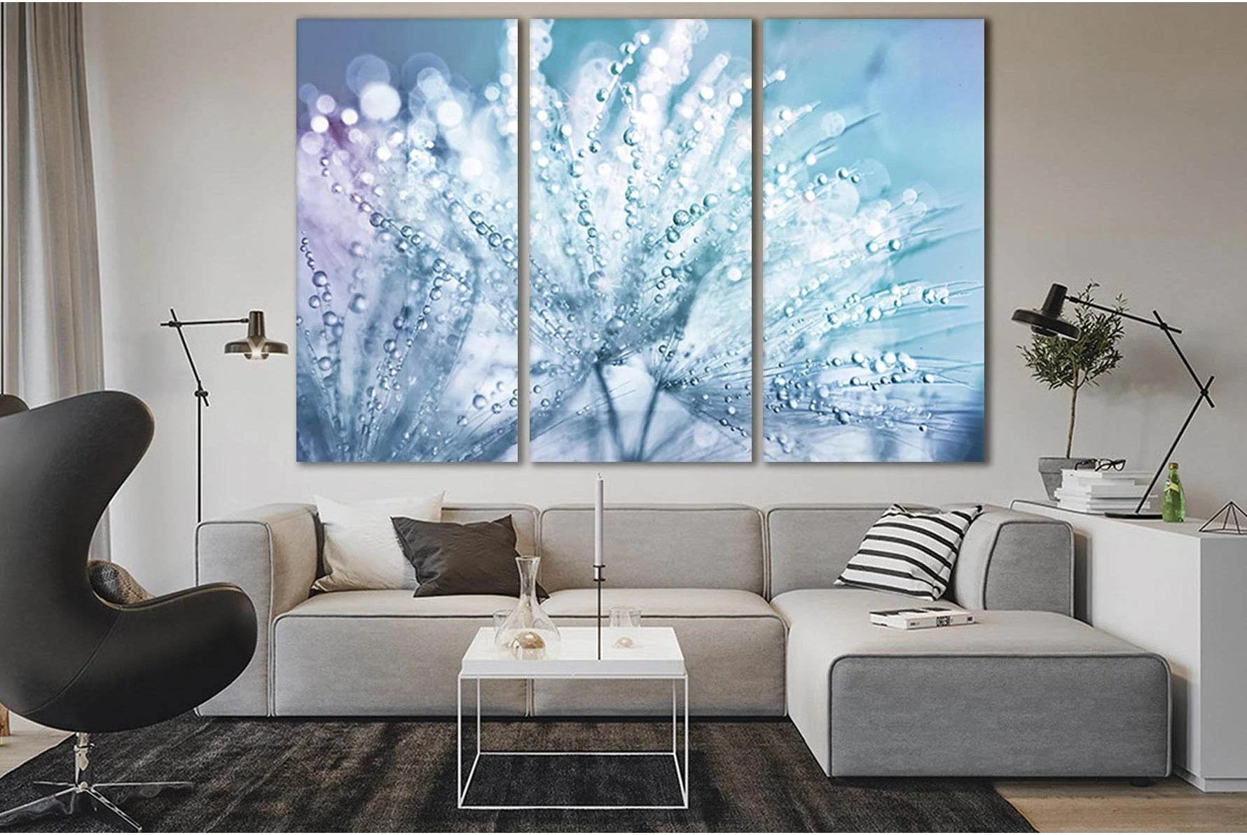 Dandelion Seeds In The Drops №SL701 Ready to Hang Canvas Print - Zellart Canvas Prints 0new, ALL_Products, Floral & Botanical Wall Art