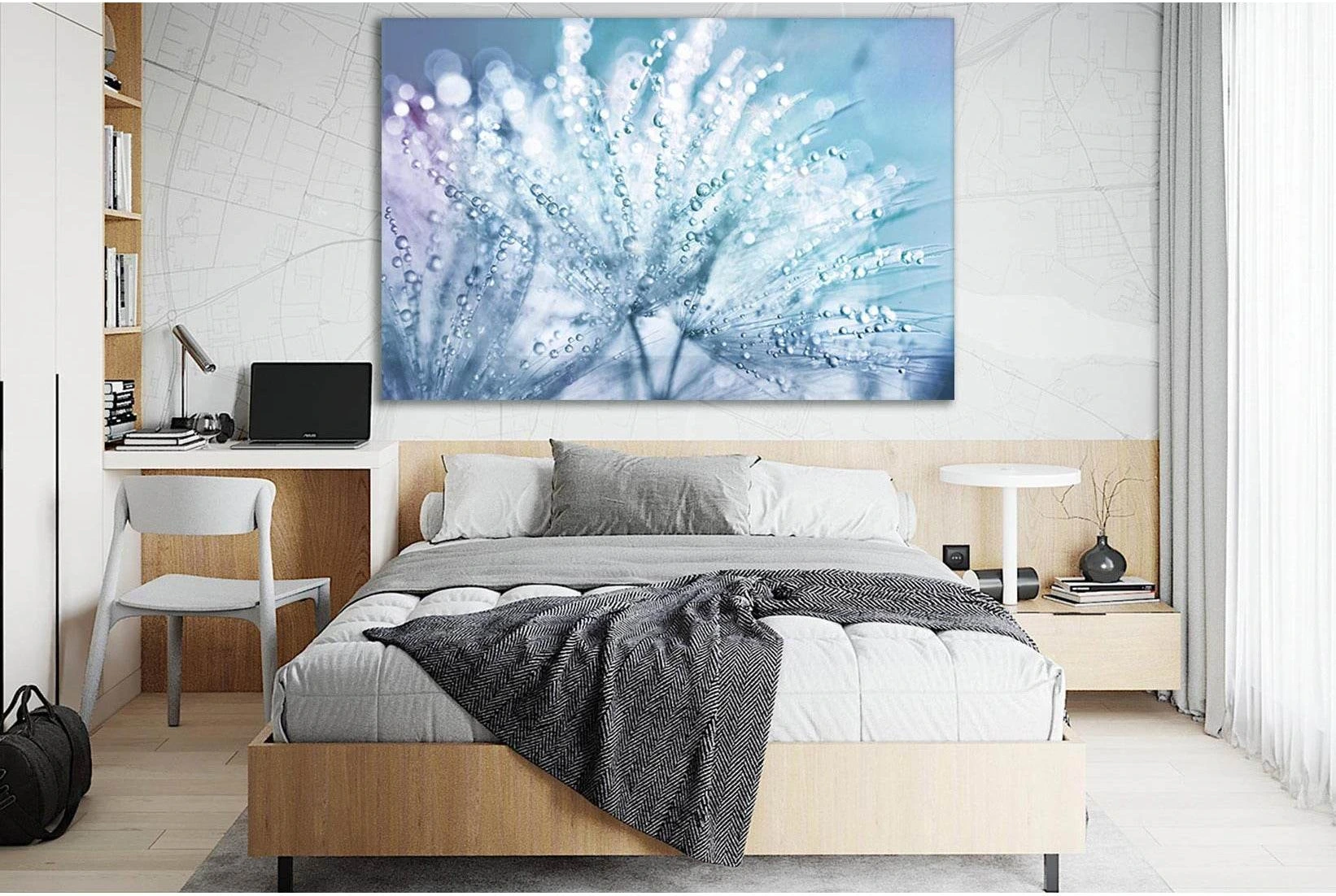 Dandelion Seeds In The Drops №SL701 Ready to Hang Canvas Print - Zellart Canvas Prints 0new, ALL_Products, Floral & Botanical Wall Art