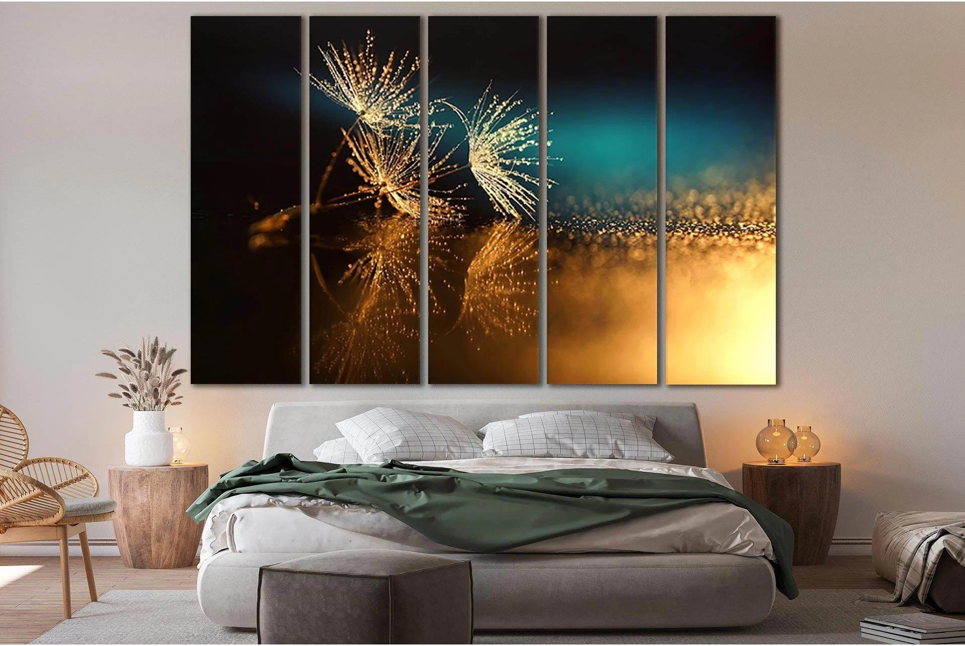 Dandelions And Dew Drops №SL668 Ready to Hang Canvas Print - Zellart Canvas Prints 0new, ALL_Products, Floral & Botanical Wall Art