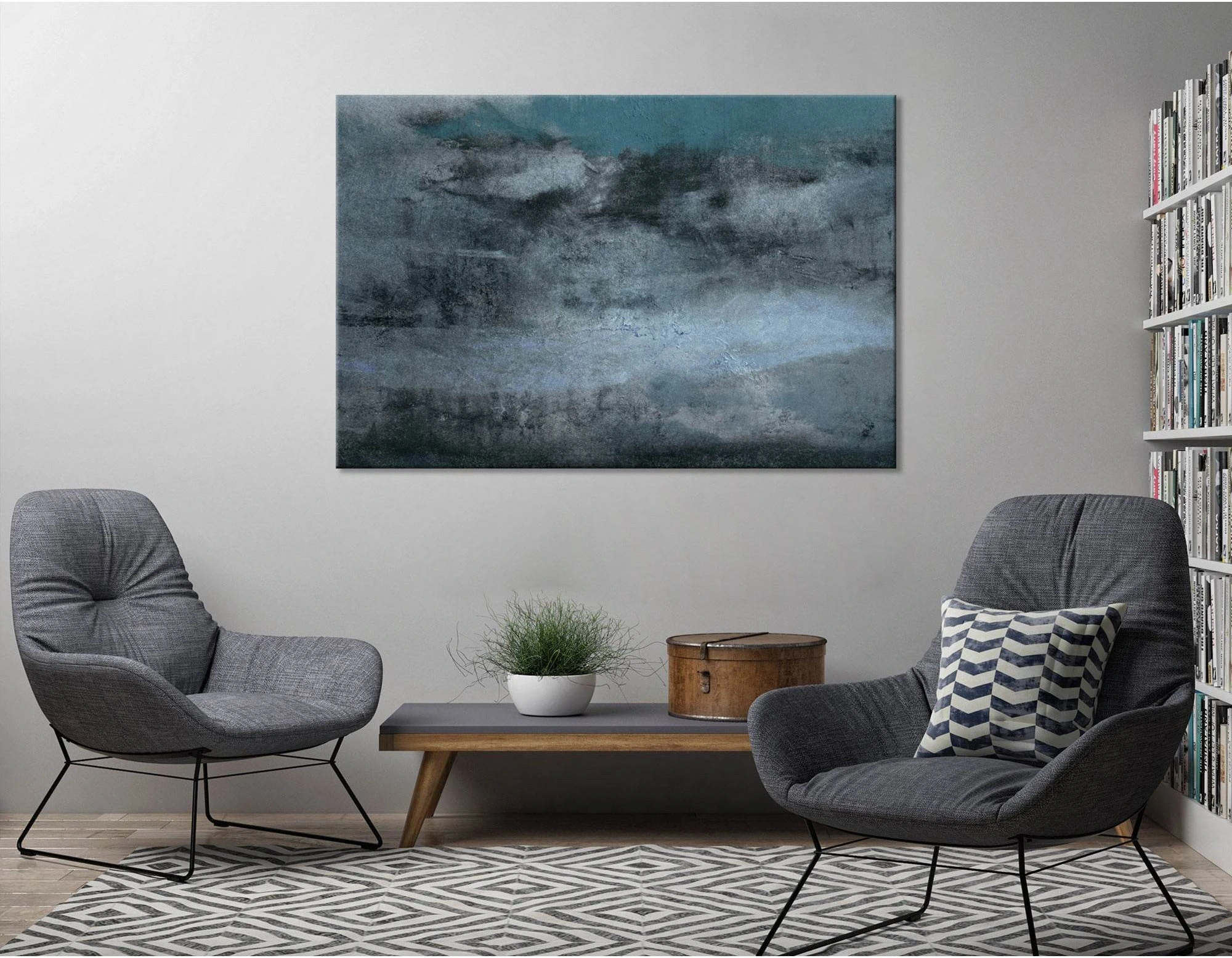 Dark Blue Abstract №04375 Ready to Hang Canvas Print - Zellart Canvas Prints ALL_Products