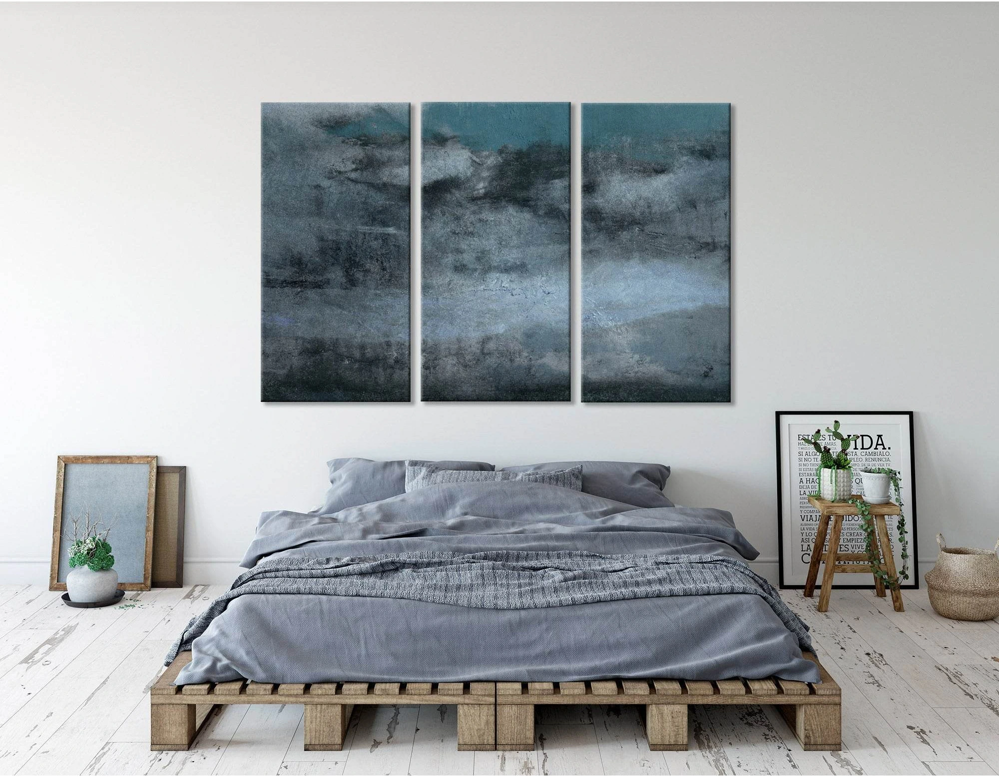 Dark Blue Abstract №04375 Ready to Hang Canvas Print - Zellart Canvas Prints ALL_Products
