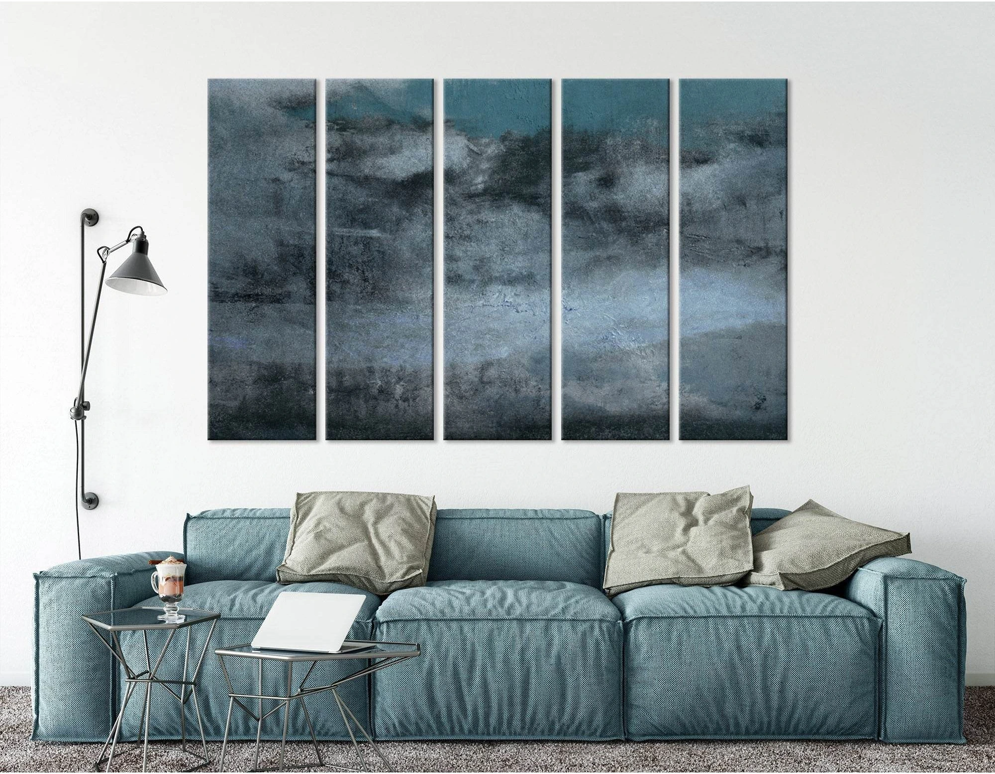 Dark Blue Abstract №04375 Ready to Hang Canvas Print - Zellart Canvas Prints ALL_Products