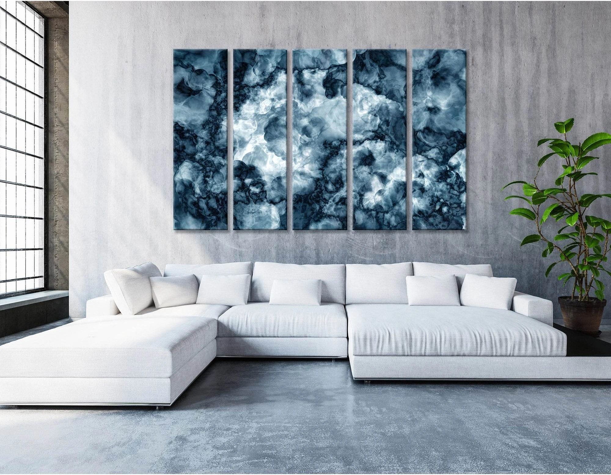 Dark Blue Abstract №04379 Ready to Hang Canvas Print - Zellart Canvas Prints ALL_Products