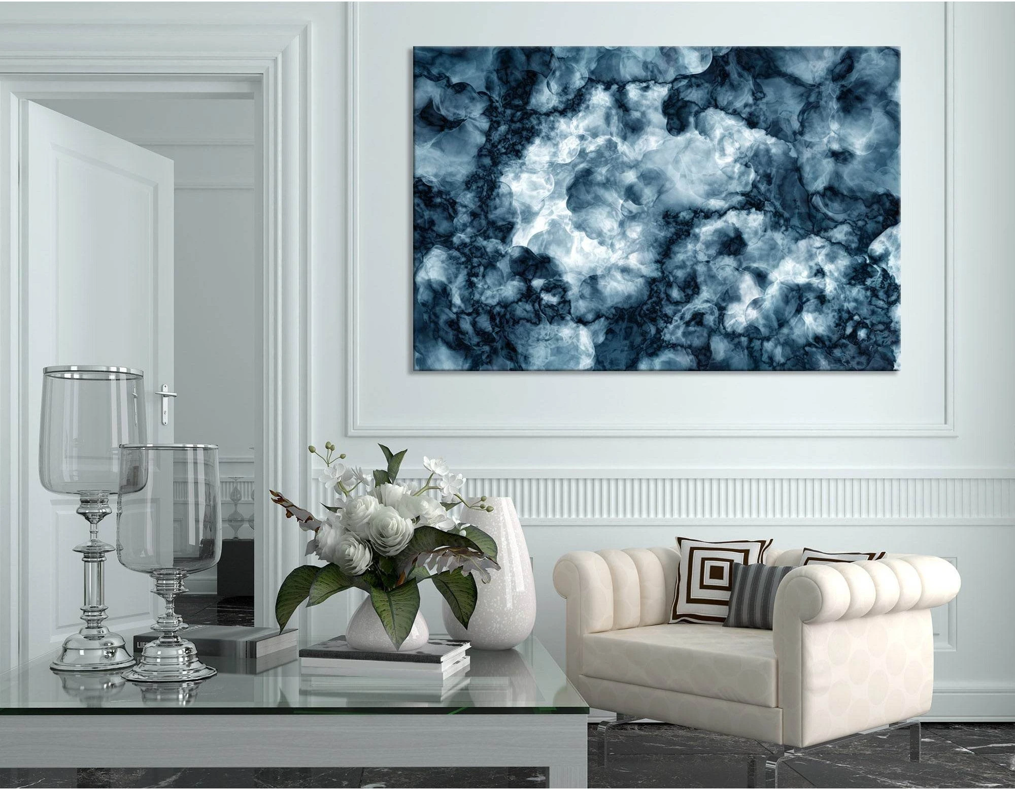 Dark Blue Abstract №04379 Ready to Hang Canvas Print - Zellart Canvas Prints ALL_Products