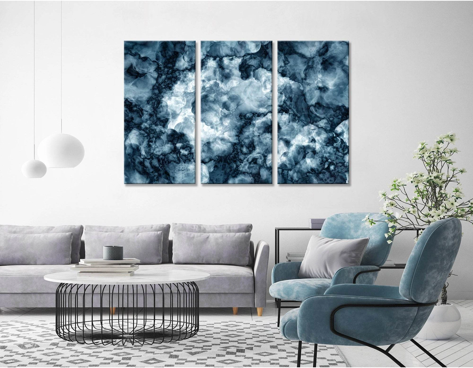Dark Blue Abstract №04379 Ready to Hang Canvas Print - Zellart Canvas Prints ALL_Products