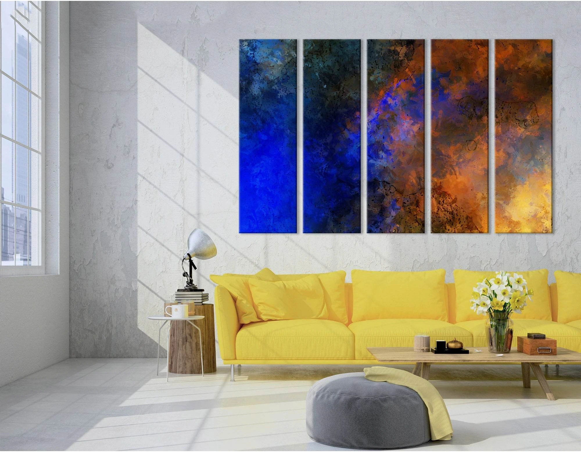 Dark Blue And Orange Abstract №04317 Ready to Hang Canvas Print - Zellart Canvas Prints ALL_Products