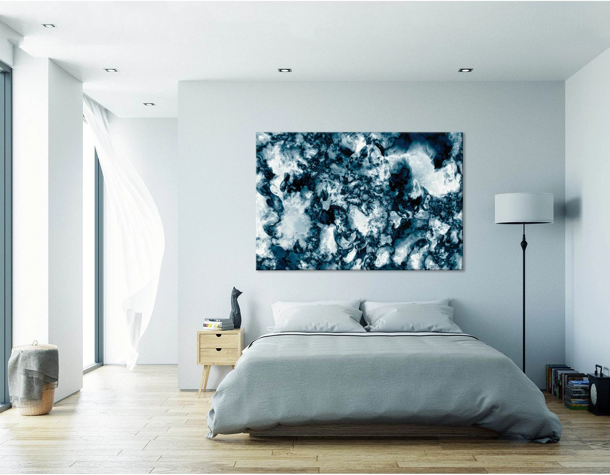 Dark Blue And White Abstract №04331 Ready to Hang Canvas Print - Zellart Canvas Prints ALL_Products