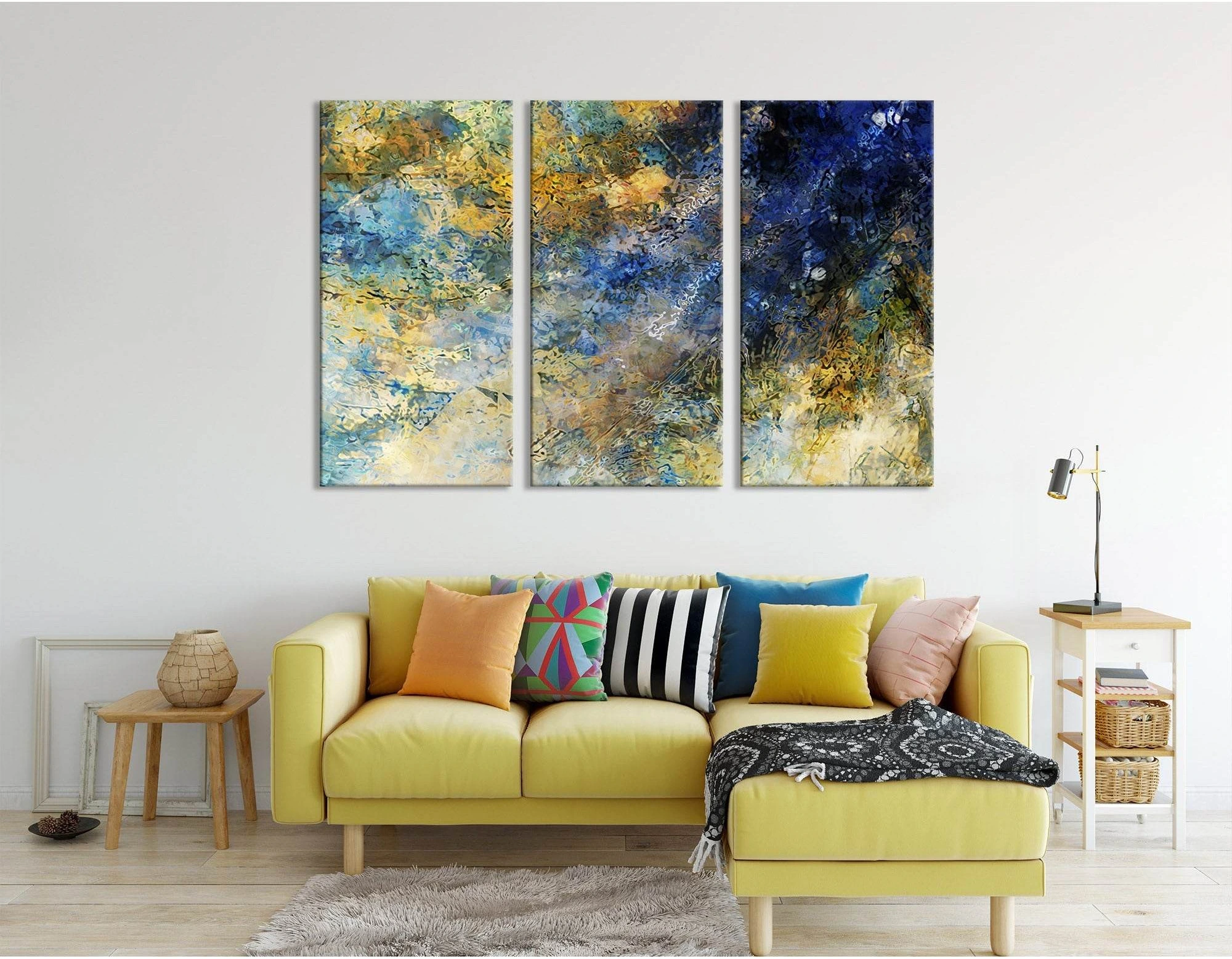 Dark Blue And Yellow Abstract №04346 Ready to Hang Canvas Print - Zellart Canvas Prints ALL_Products