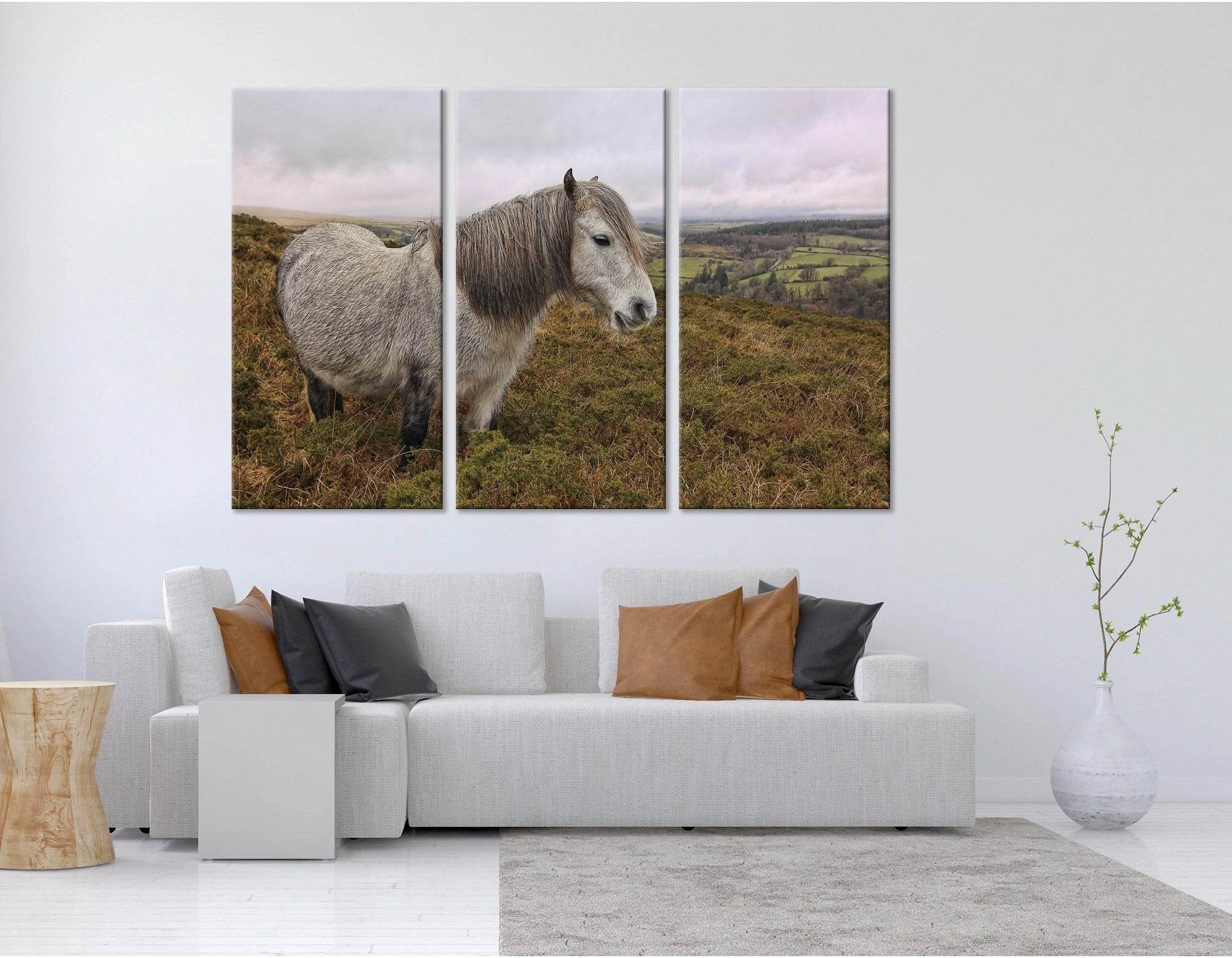 Dartmoor Pony Landscape №04250 Ready to Hang Canvas Print - Zellart Canvas Prints ALL_Products