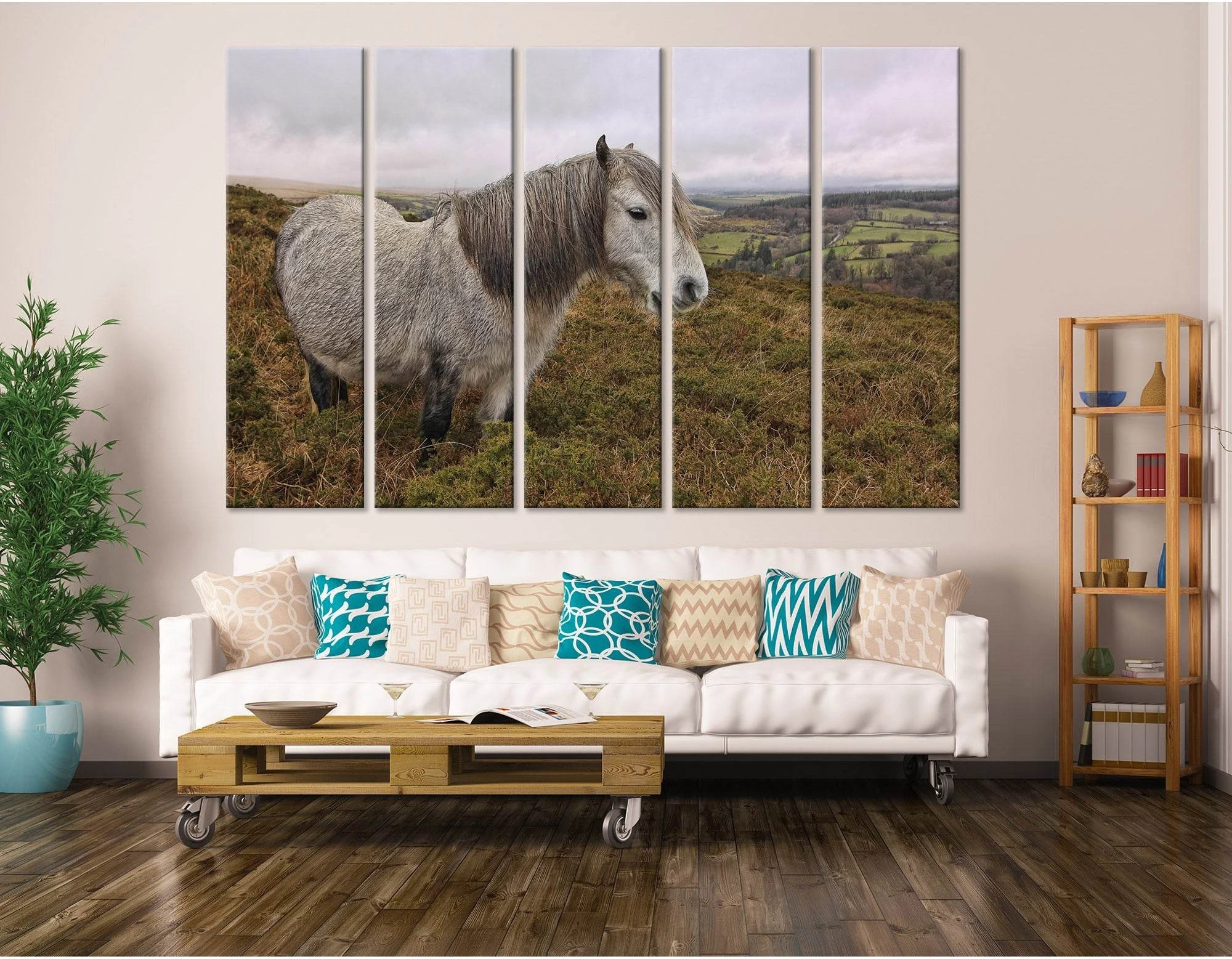 Dartmoor Pony Landscape №04250 Ready to Hang Canvas Print - Zellart Canvas Prints ALL_Products