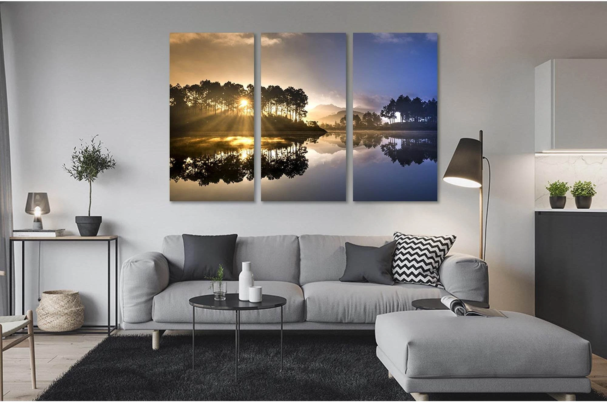 Dawn hides in the branches №D1759 Ready to Hang Canvas Print - Zellart Canvas Prints 0new, ALL_Products, Sunrise & sunset wall art