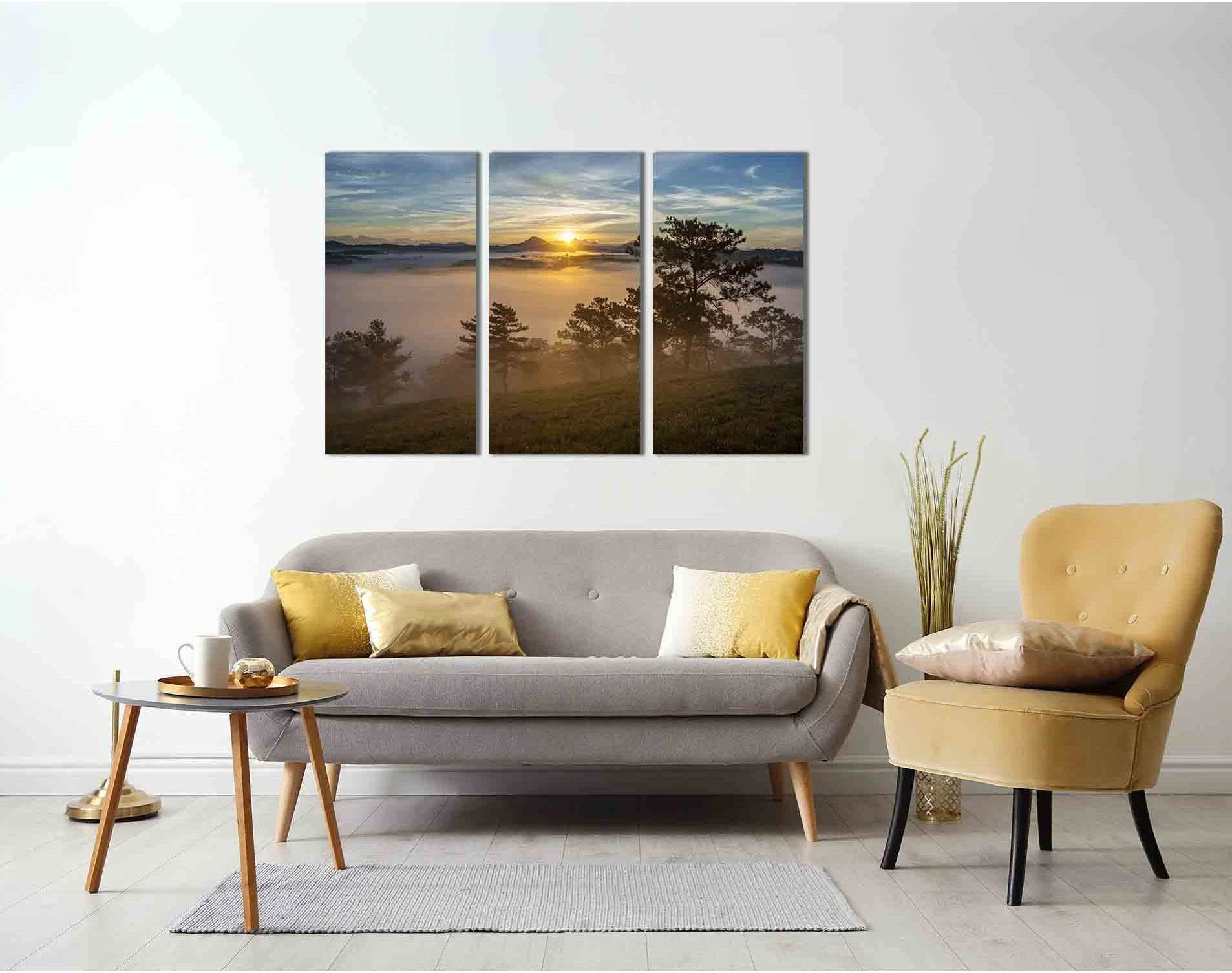 Dawn in the fog №D1753 Ready to Hang Canvas Print - Zellart Canvas Prints 0new, ALL_Products, Sunrise & sunset wall art
