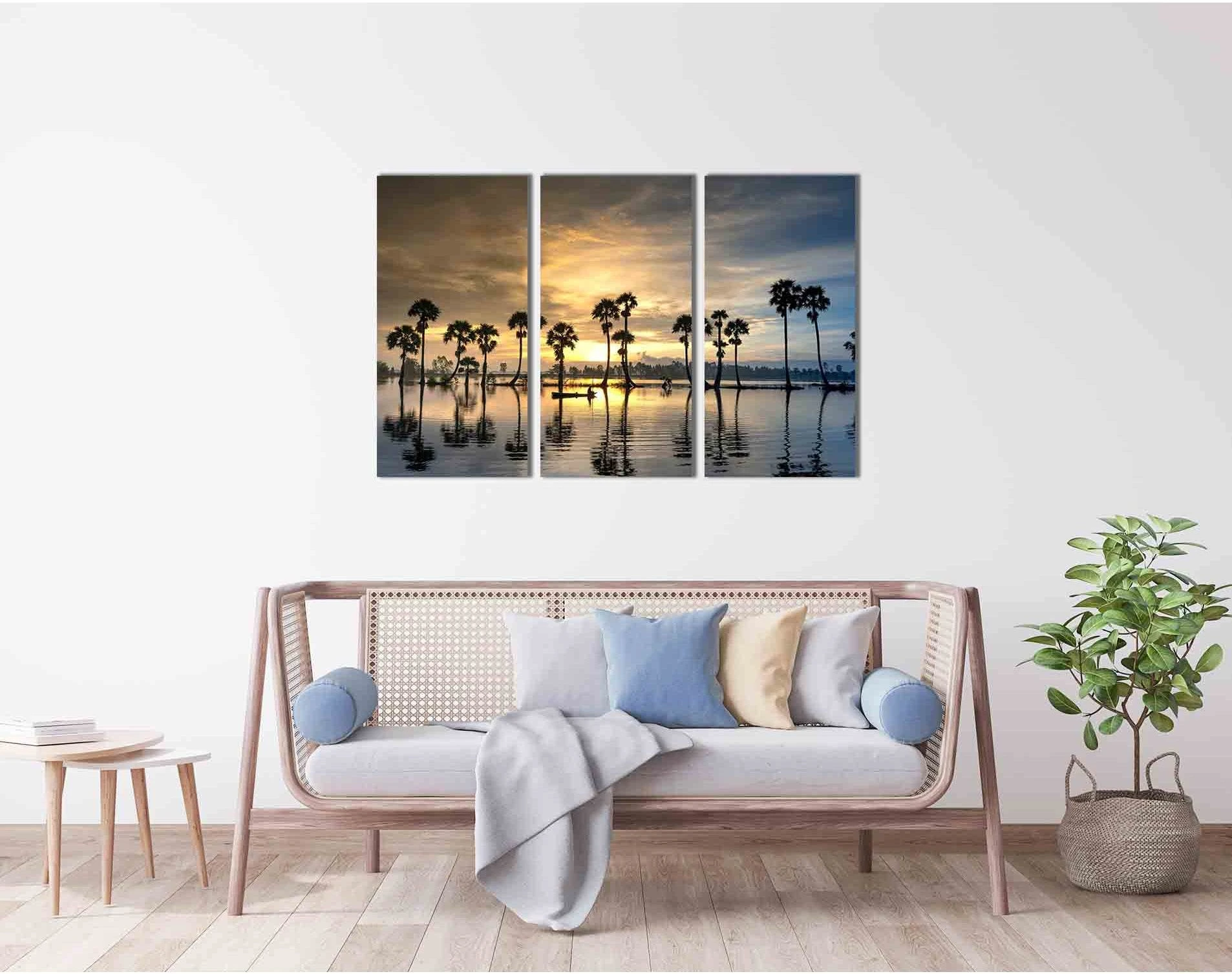 Dawn over the river №D2033 Ready to Hang Canvas Print - Zellart Canvas Prints 0new, ALL_Products, Sunrise & sunset wall art