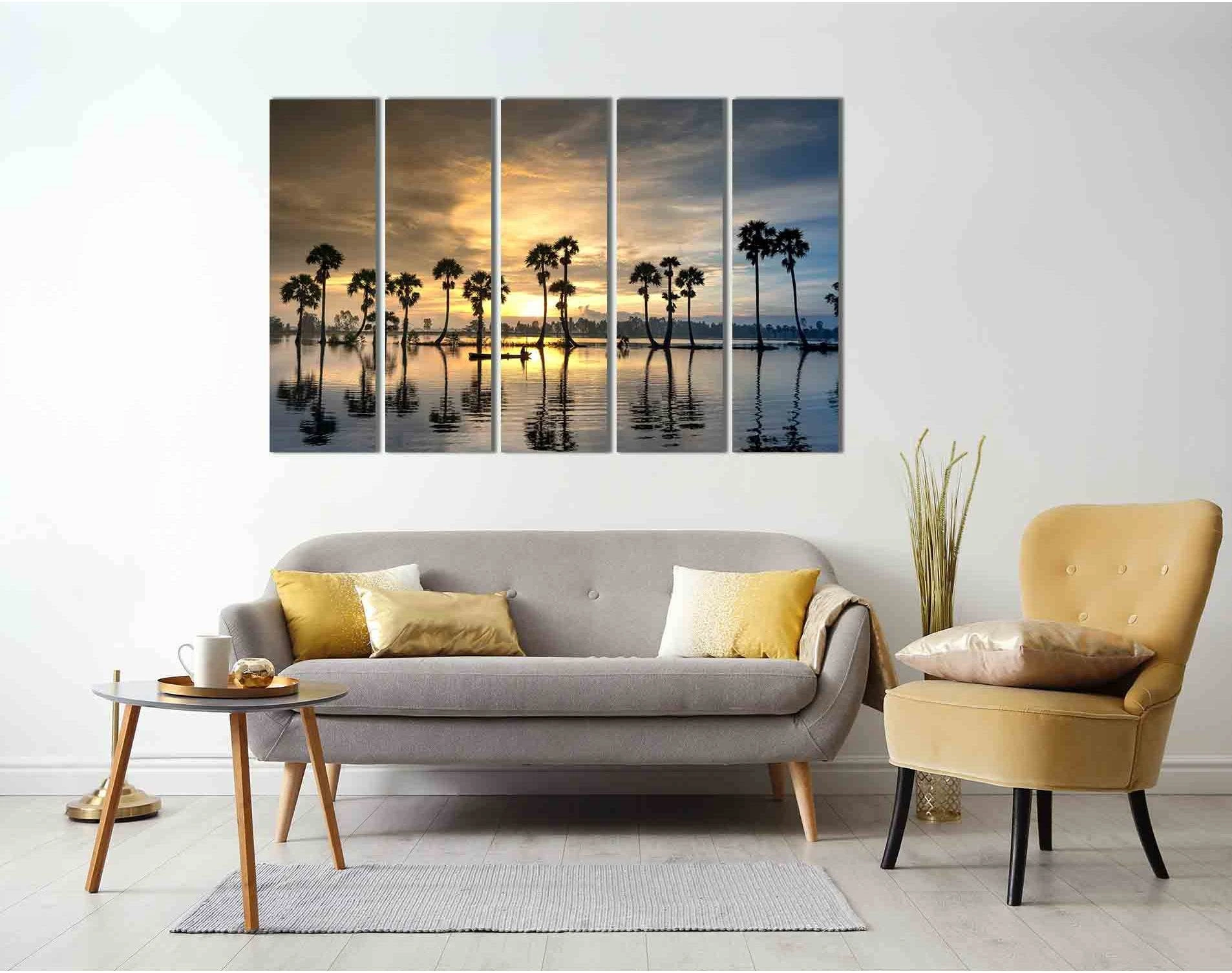 Dawn over the river №D2033 Ready to Hang Canvas Print - Zellart Canvas Prints 0new, ALL_Products, Sunrise & sunset wall art